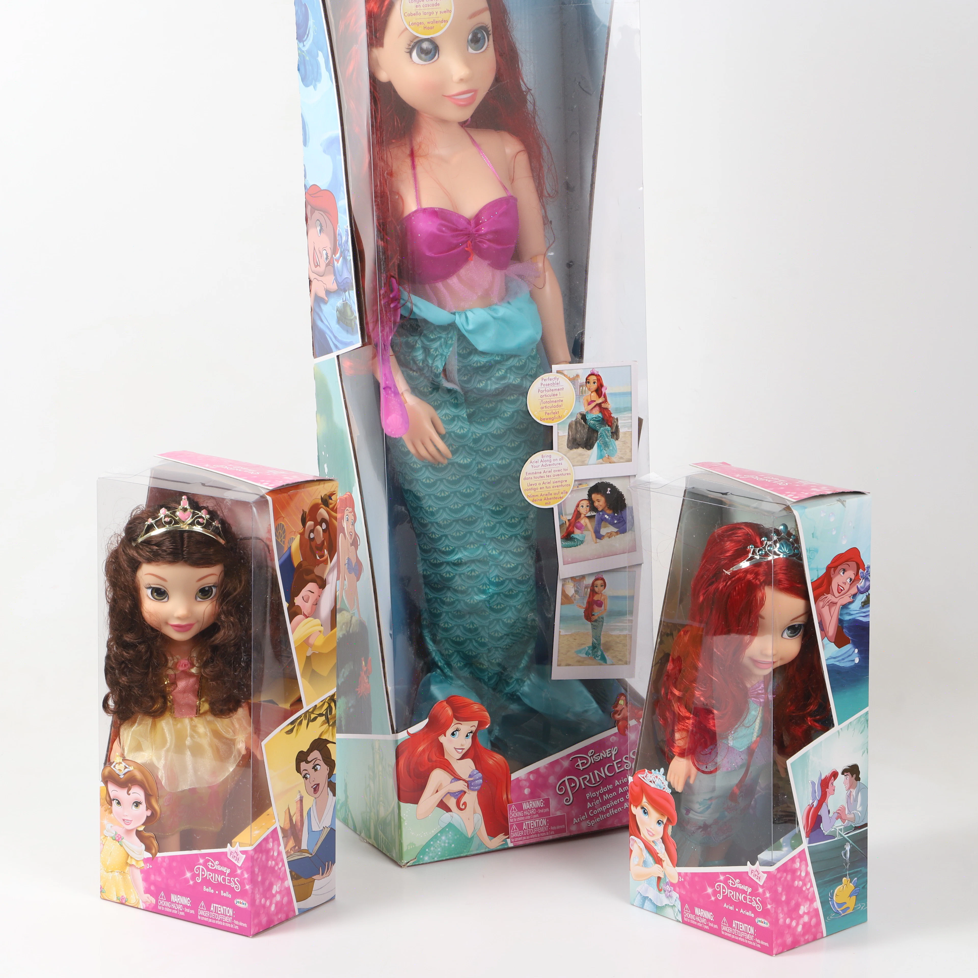 DOCKOR, 3 stycken, Ariel samt Belle, plast/textil, Jakks Pacific.