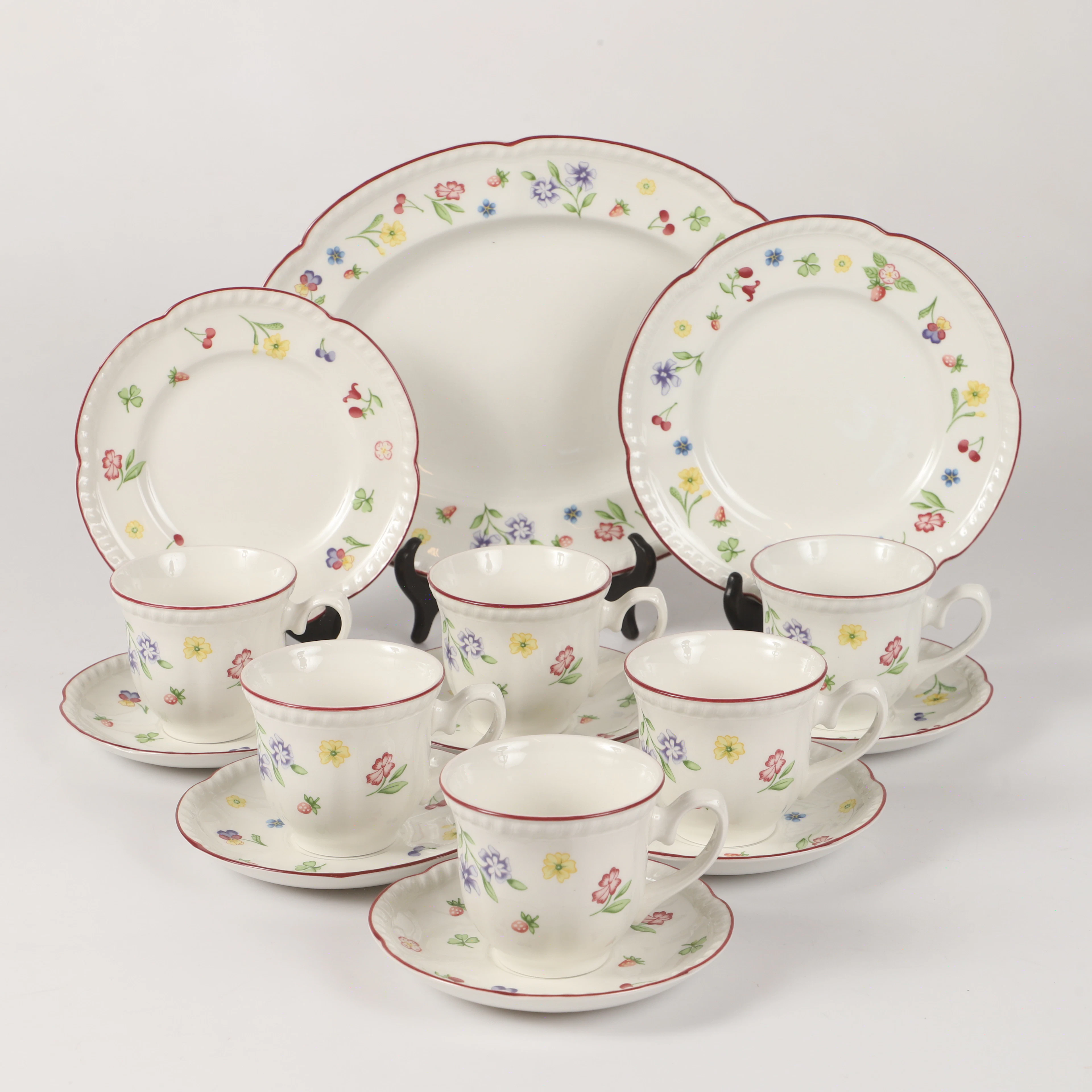 KAFFESERVIS, 25 delar, "Fleurette", porslin, Johnson Brothers, England.