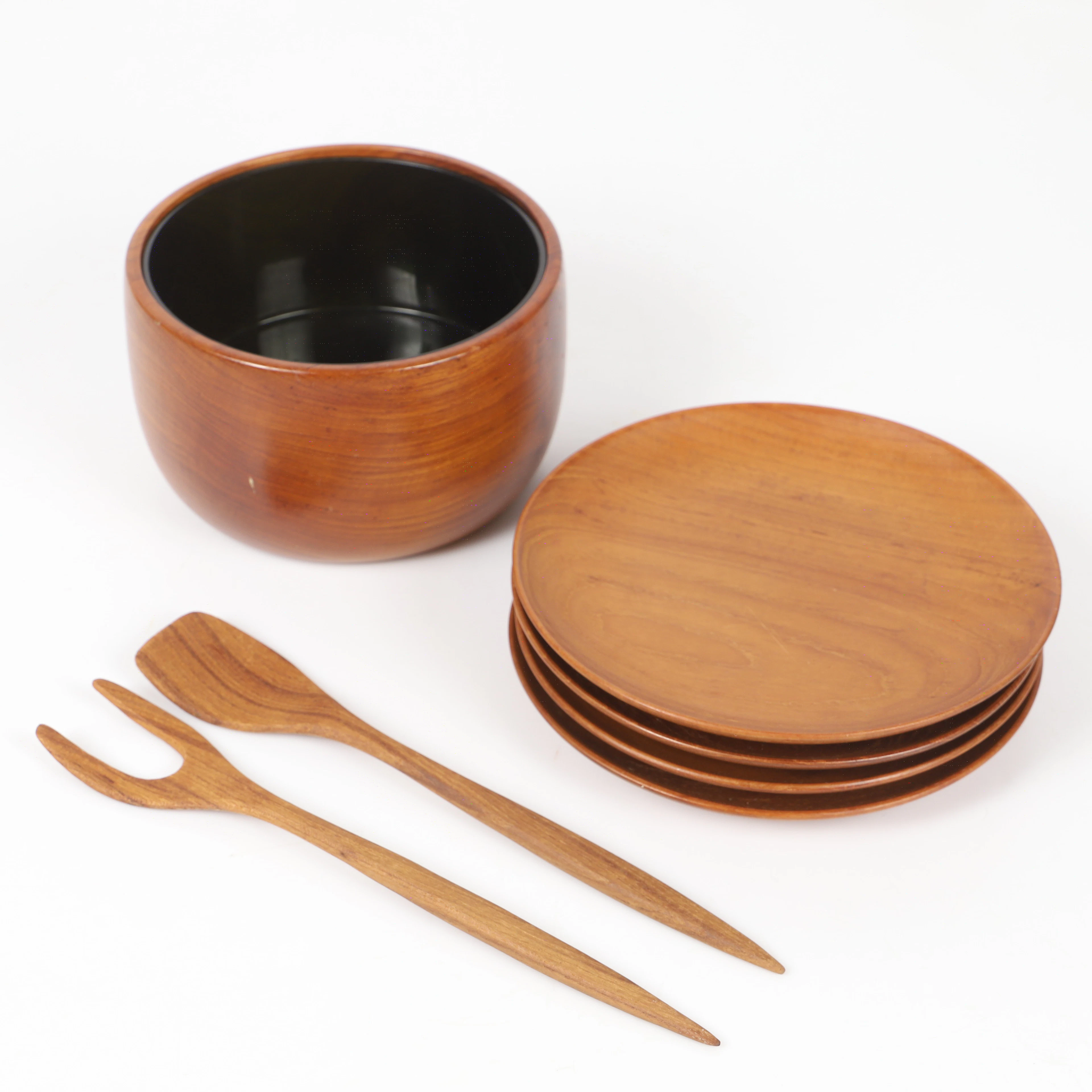 SALLADSSET, 6 delar, teak/glas, bl. a. Stig Sandkvist, 1960-tal.