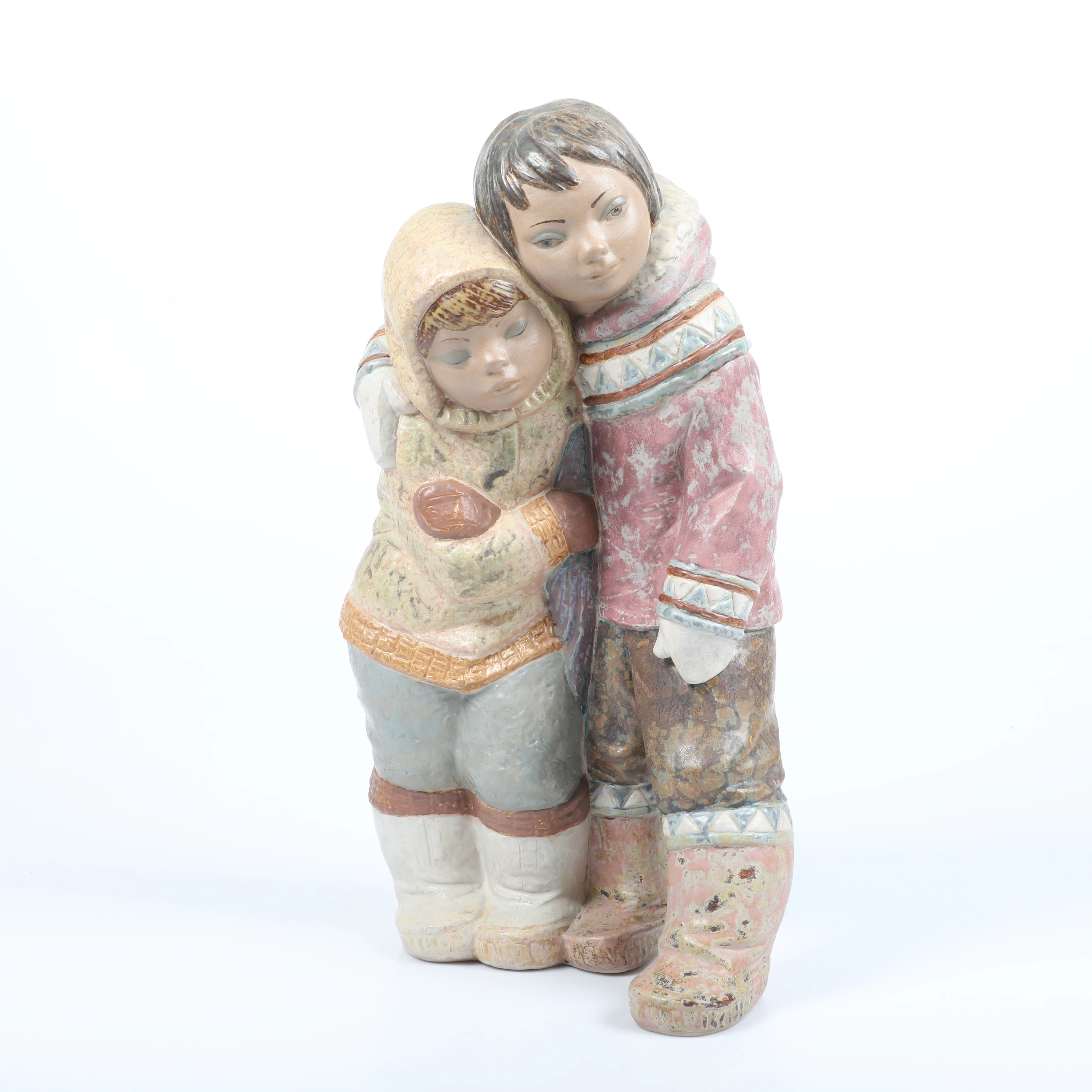 JUAN HUERTA. Figurin, "Couple from the artic", glaserat stengods