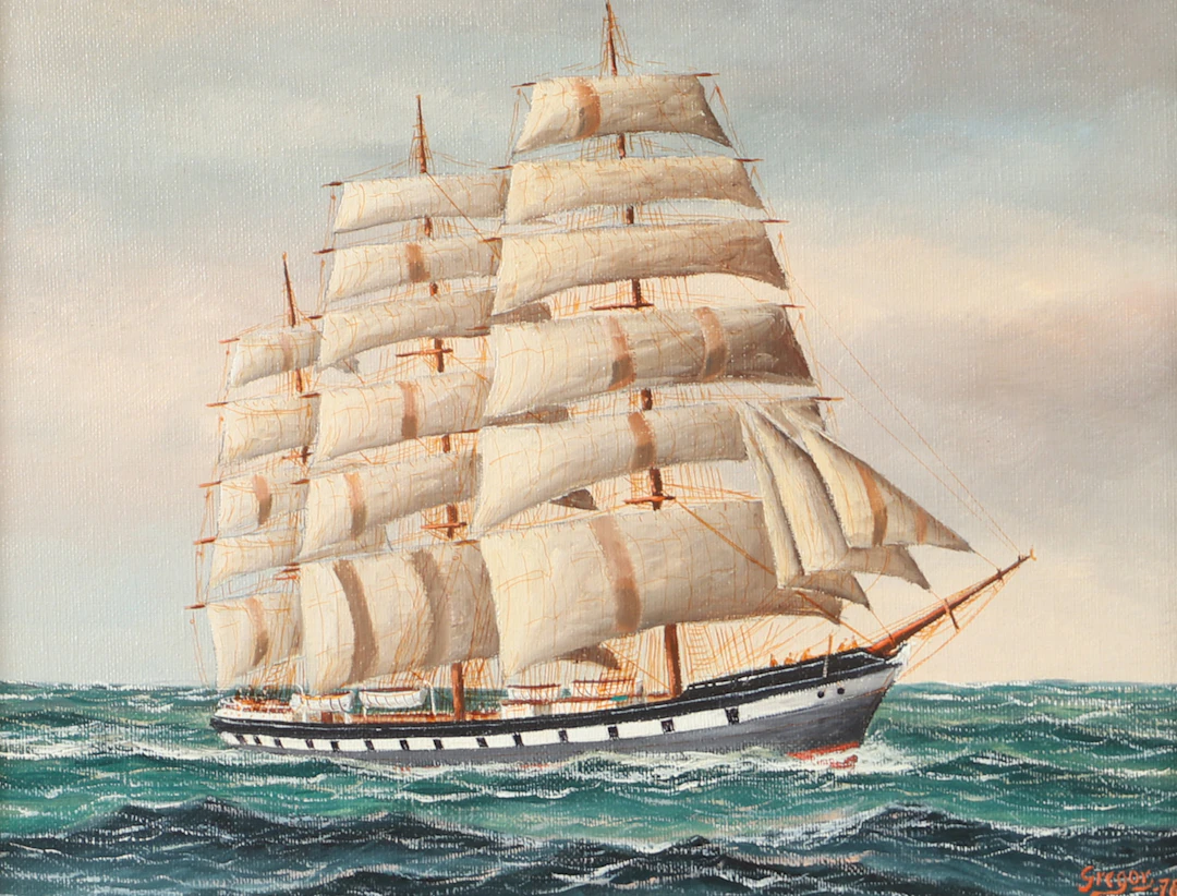 GREGOR HELLBERG. "Grace Harvey", olja på duk, signerad Gregor -78.