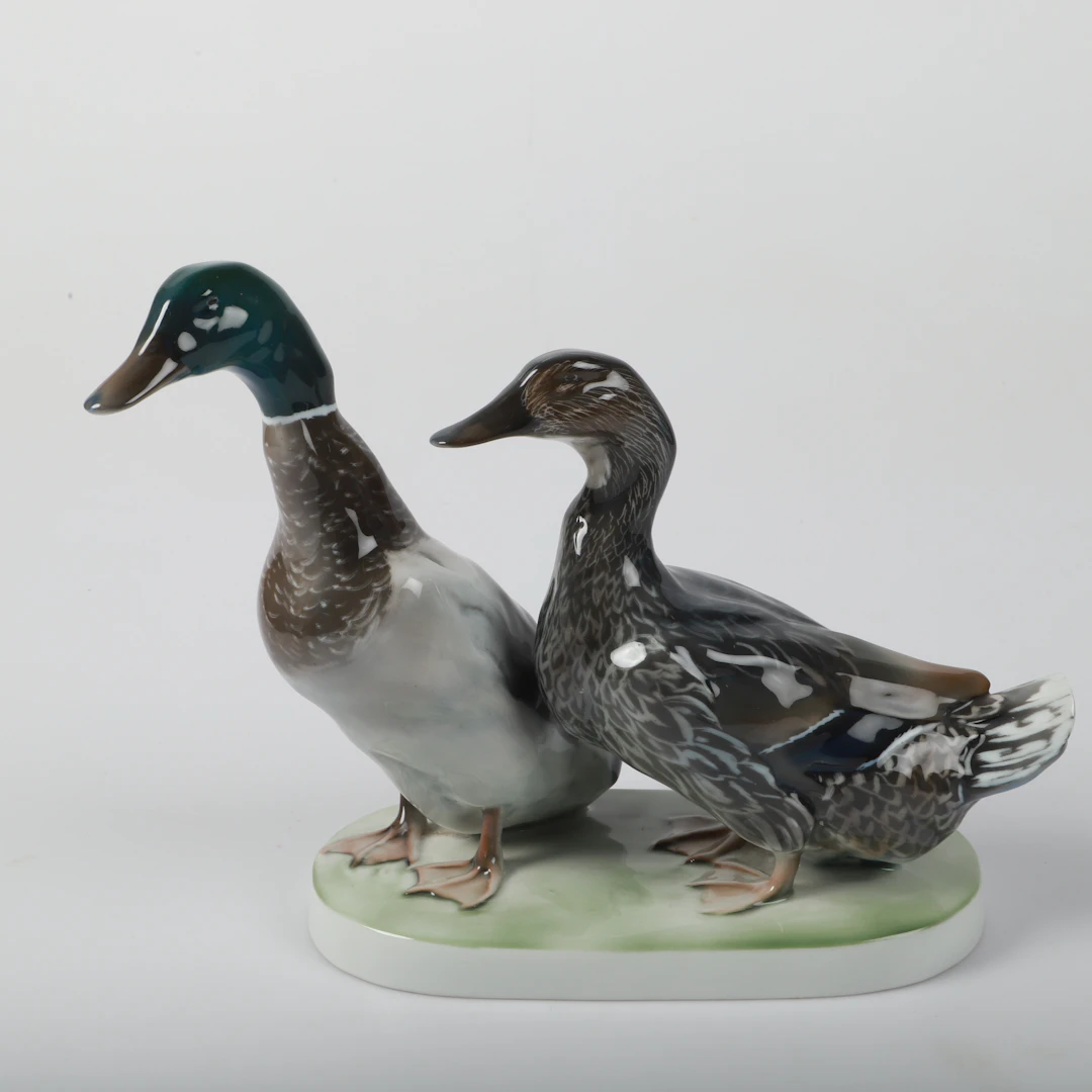 WILLY ZÜGEL. Figurin, två ankor, porslin, Rosenthal, Tyskland.