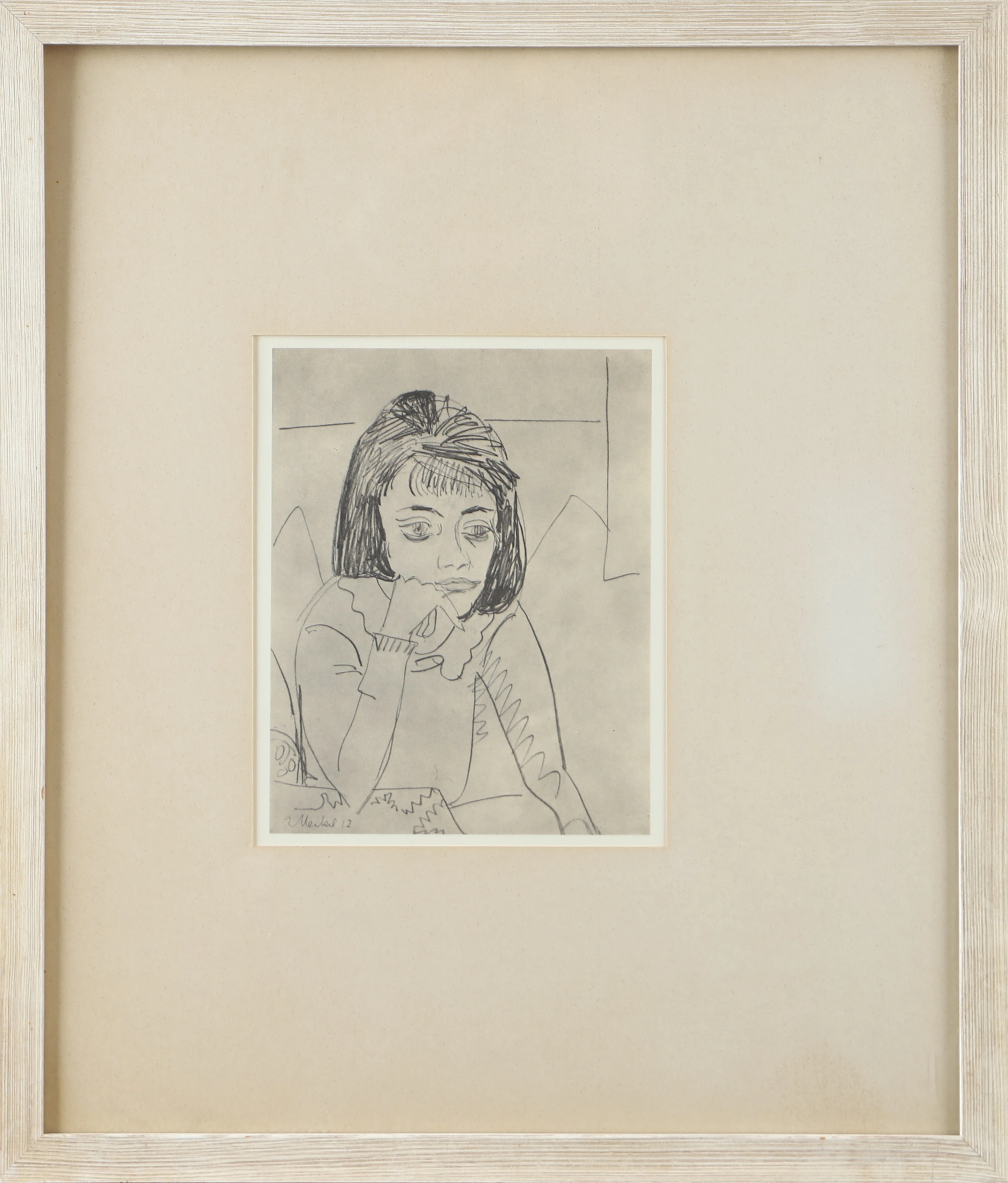 ERICH HECKEL. EFTER. Head of a girl, 1912. Tryck, signerad i trycket.