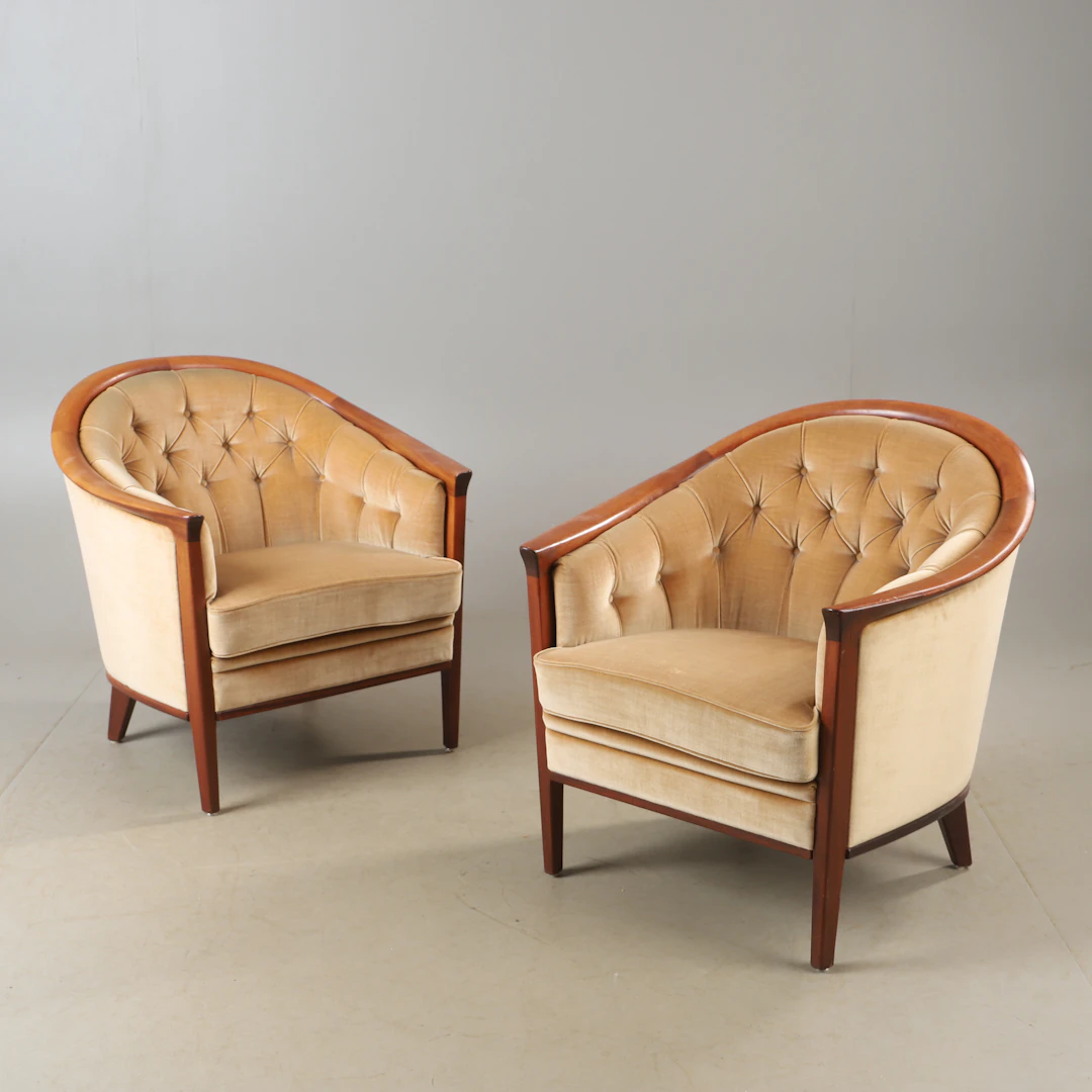 BERTIL FRIDHAGEN (1905-1993). FÅTÖLJER, 1 par, ”Aristokrat”, mahogny