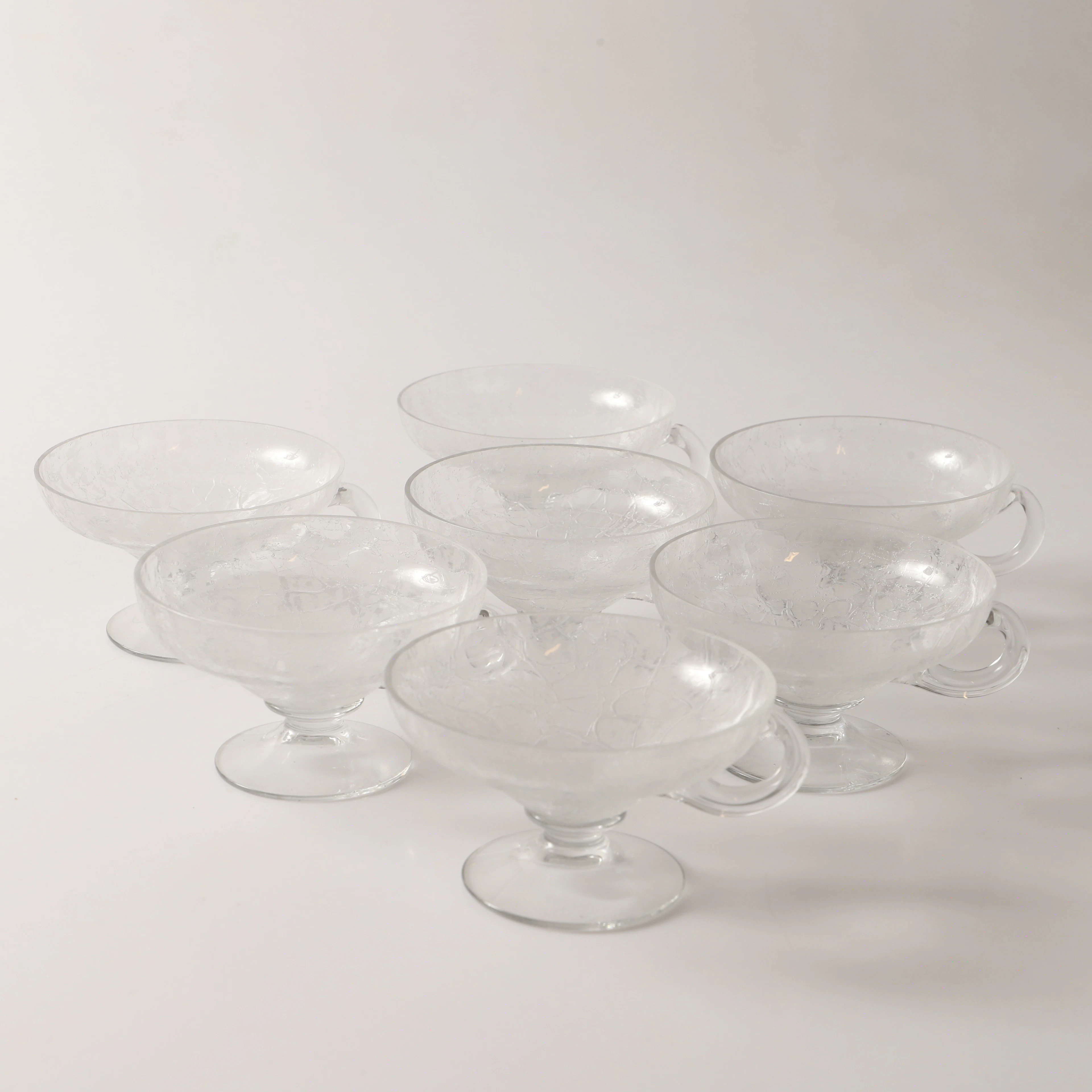 DESSERTSKÅLAR, 7 stycken, delvis frostat glas, Johansfors.