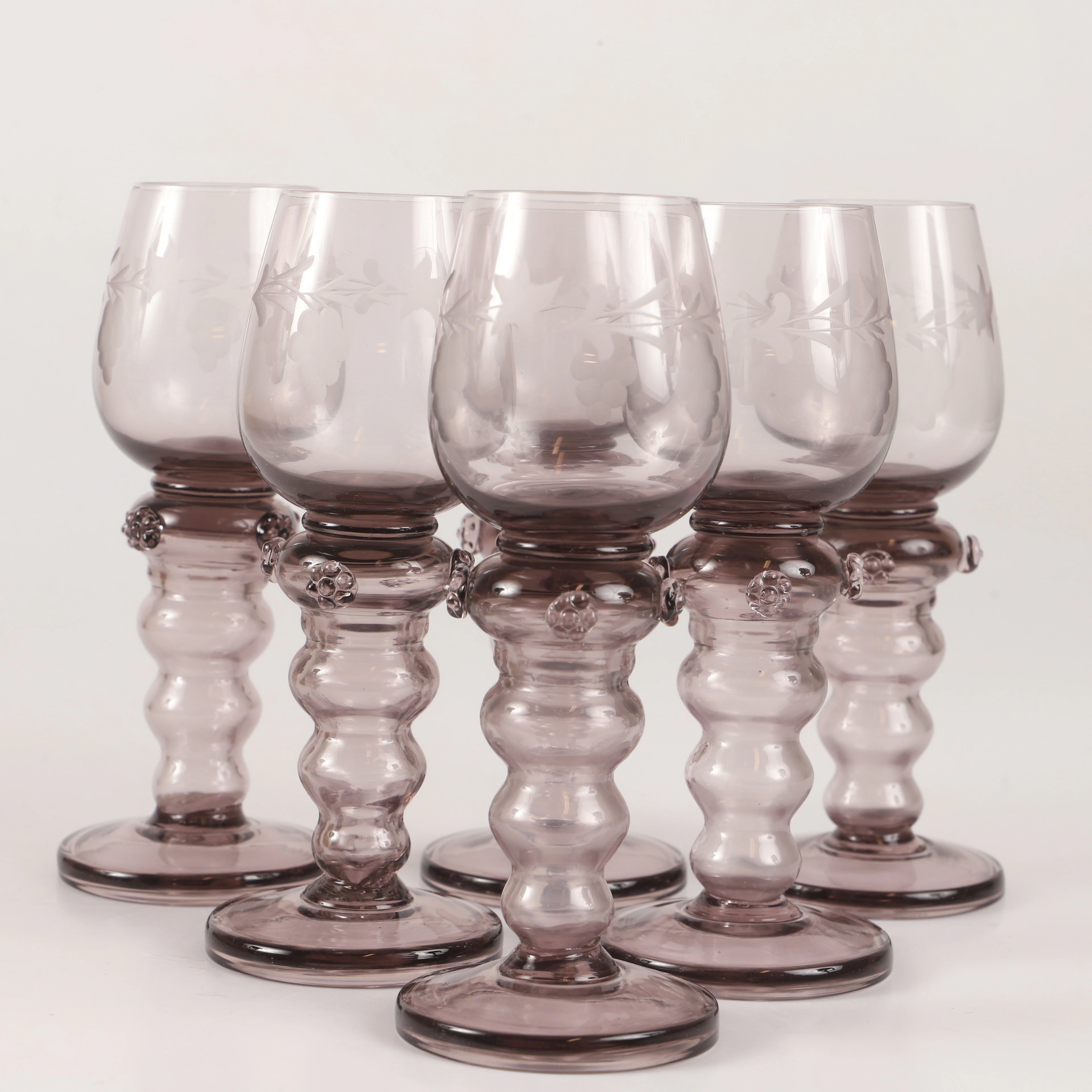 REMMARE, 6 stycken, rökfärgat glas, 1900-tal.