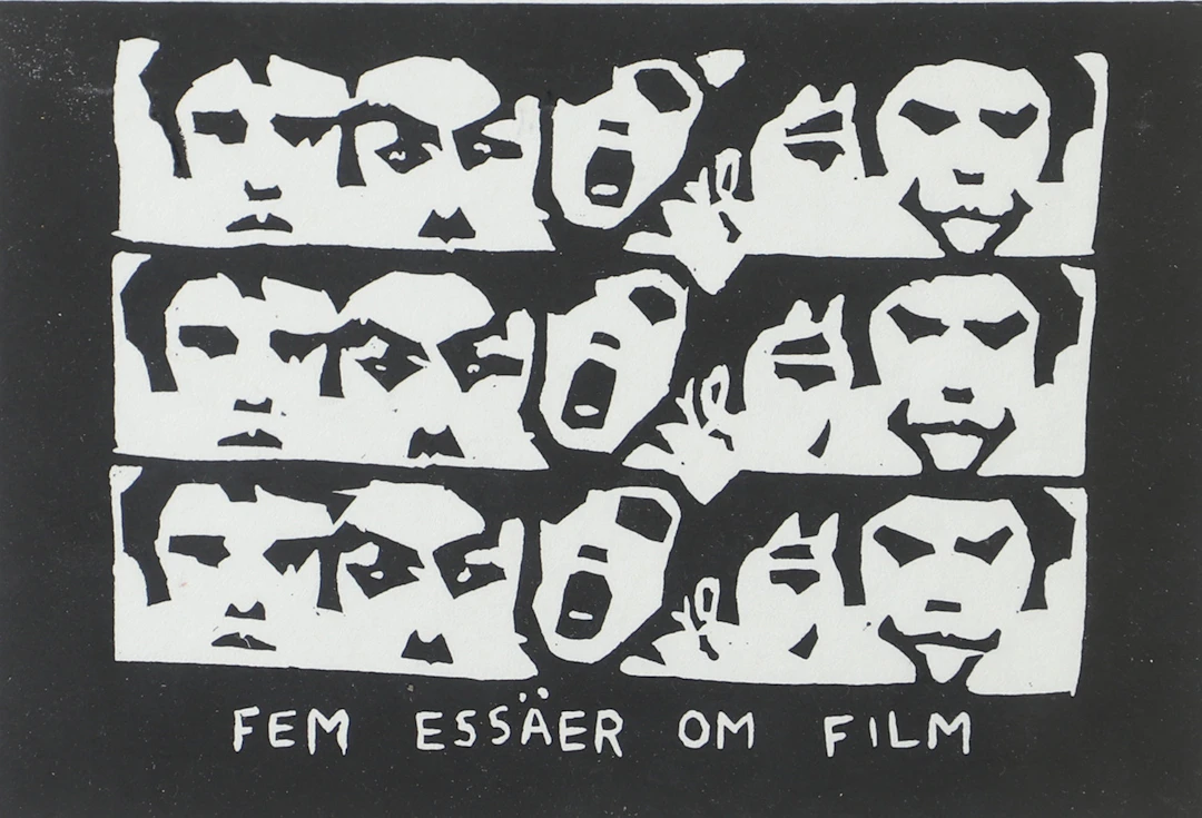 OIDENTIFIERAD KONSTNÄR. "Fem essäer om film", litografi, otydligt signerad.