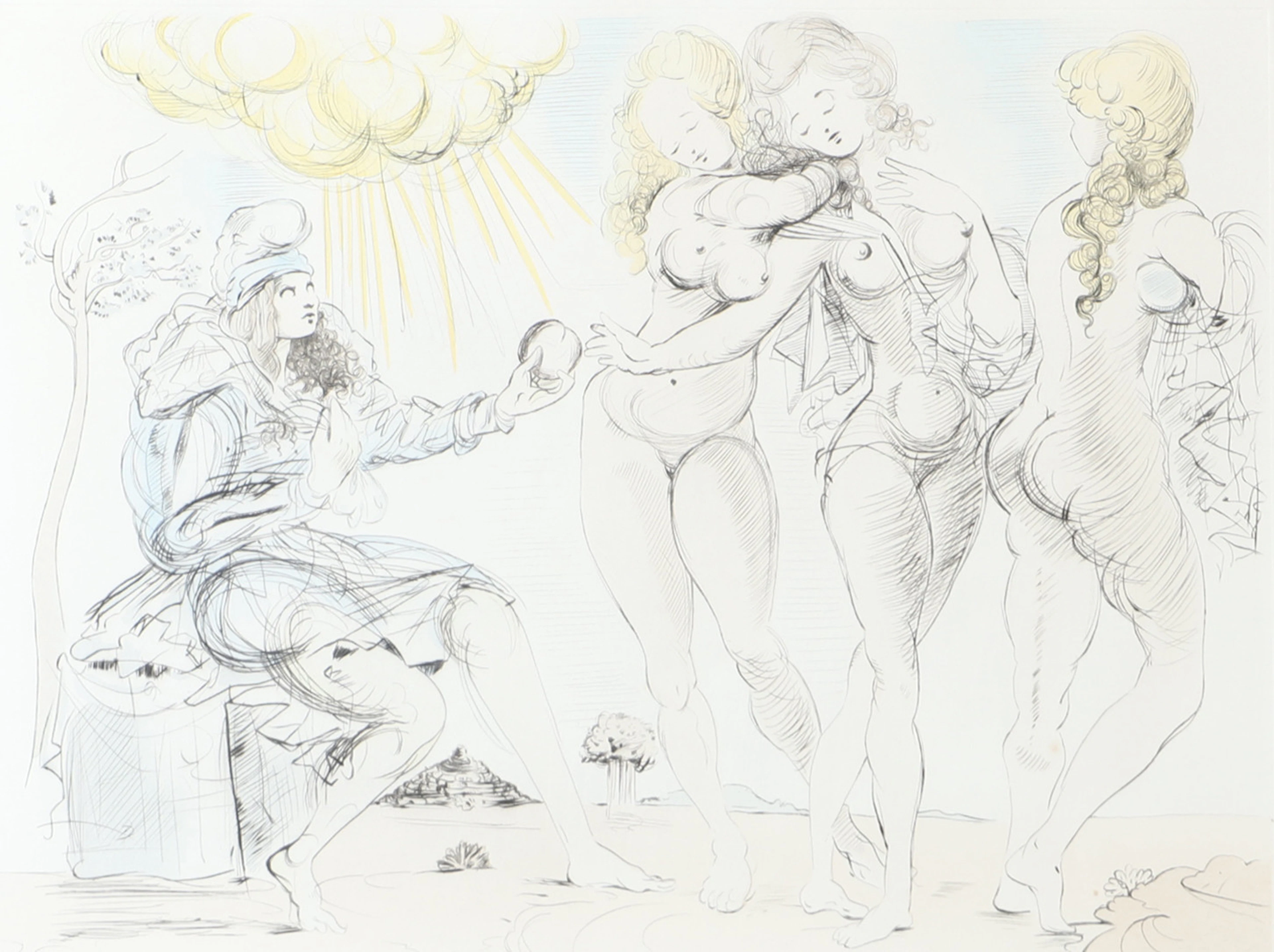 SALVADOR DALÍ. "The Judgement of Paris", färglitografi, signerad.