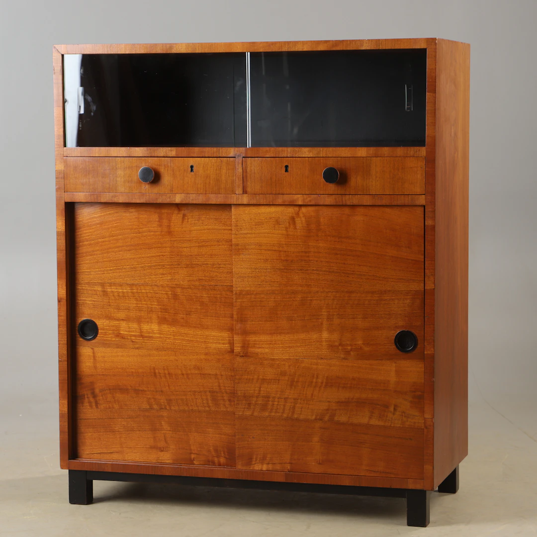 SKÅP MED VITRINDEL, mahogny, Swedish modern, 1940-tal.