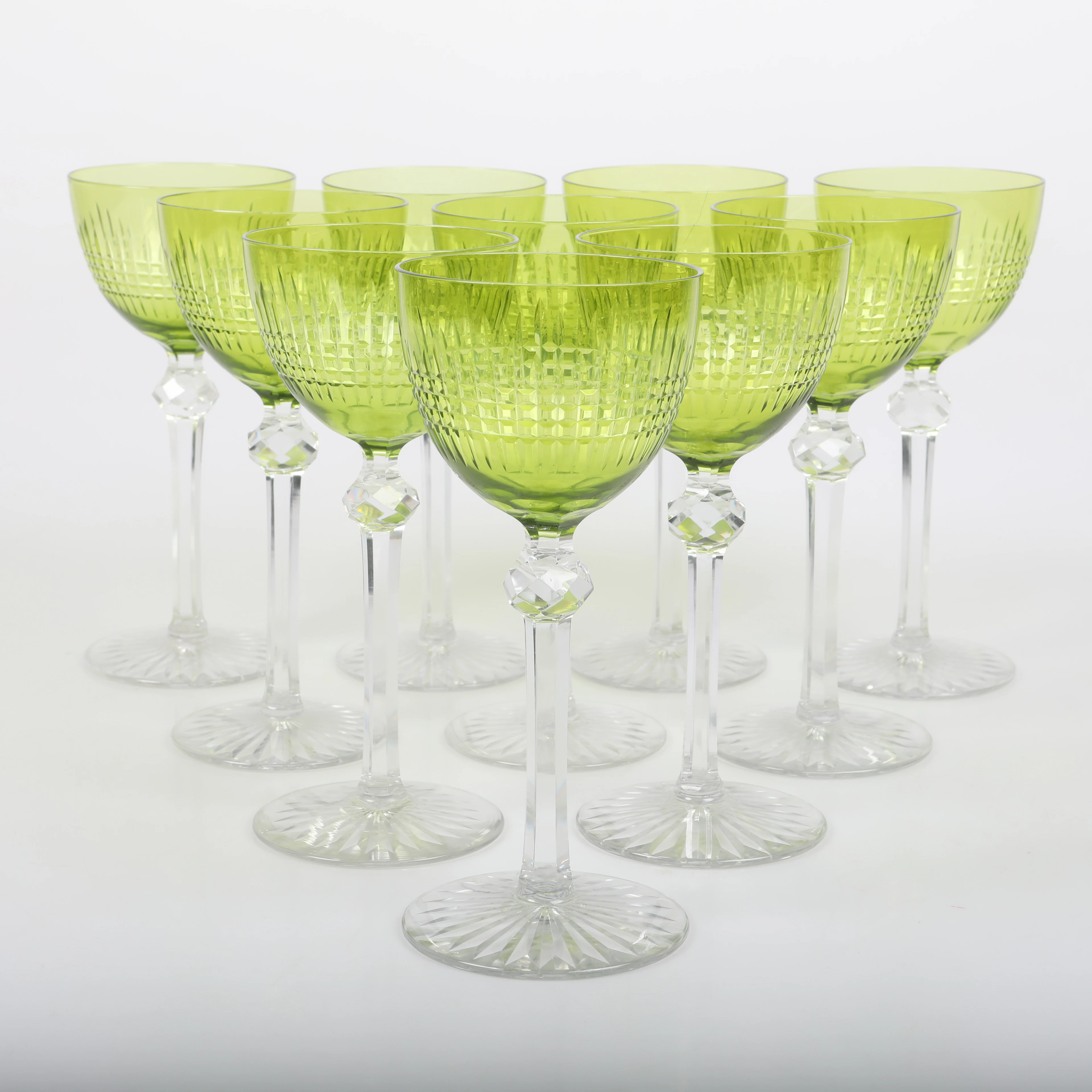 VINGLAS, 11 stycken, "Dombasle", glas, Baccarat, 1900-tal.