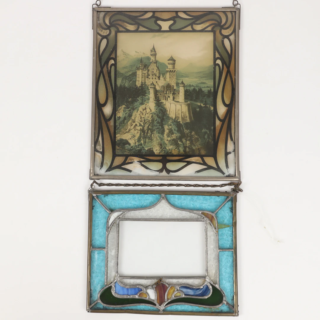 FÖNSTERHÄNGE, 2 stycken, blyinfattat, 1900-tal.