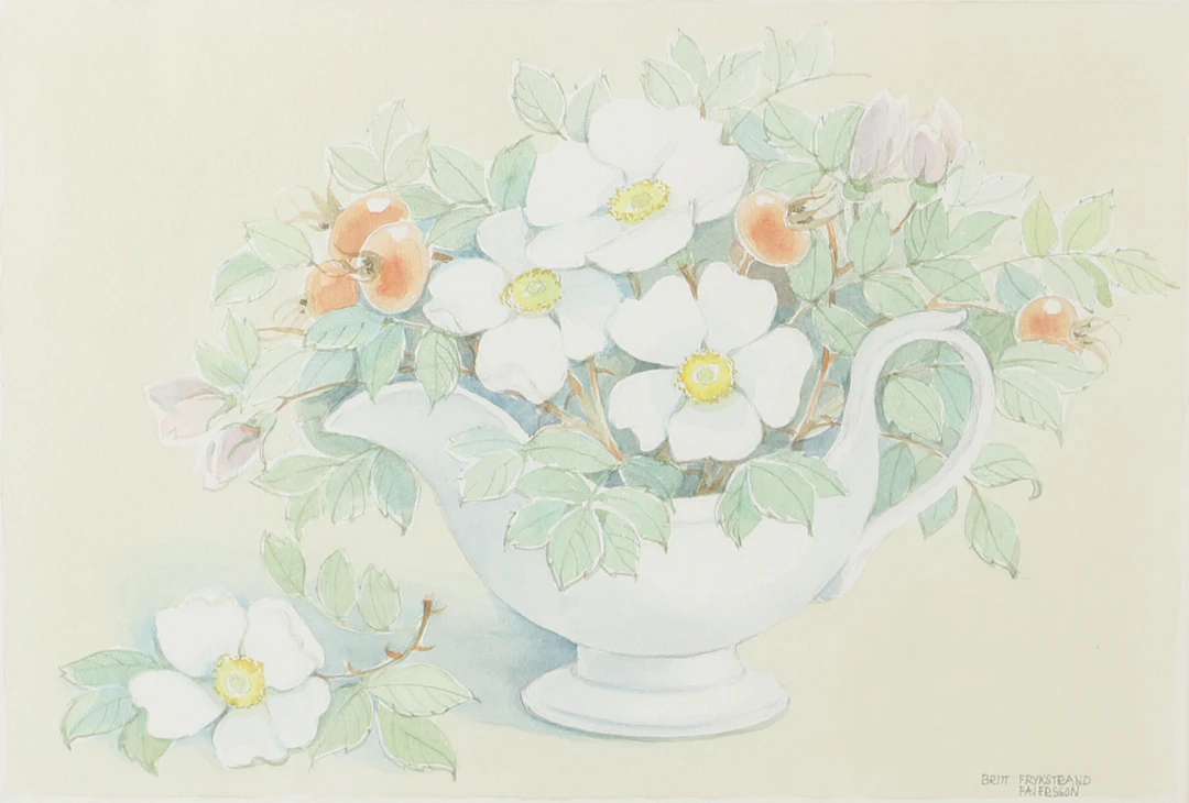 KERSTIN FRYKSTRAND. Blomsterstilleben, akvarell, signerad.