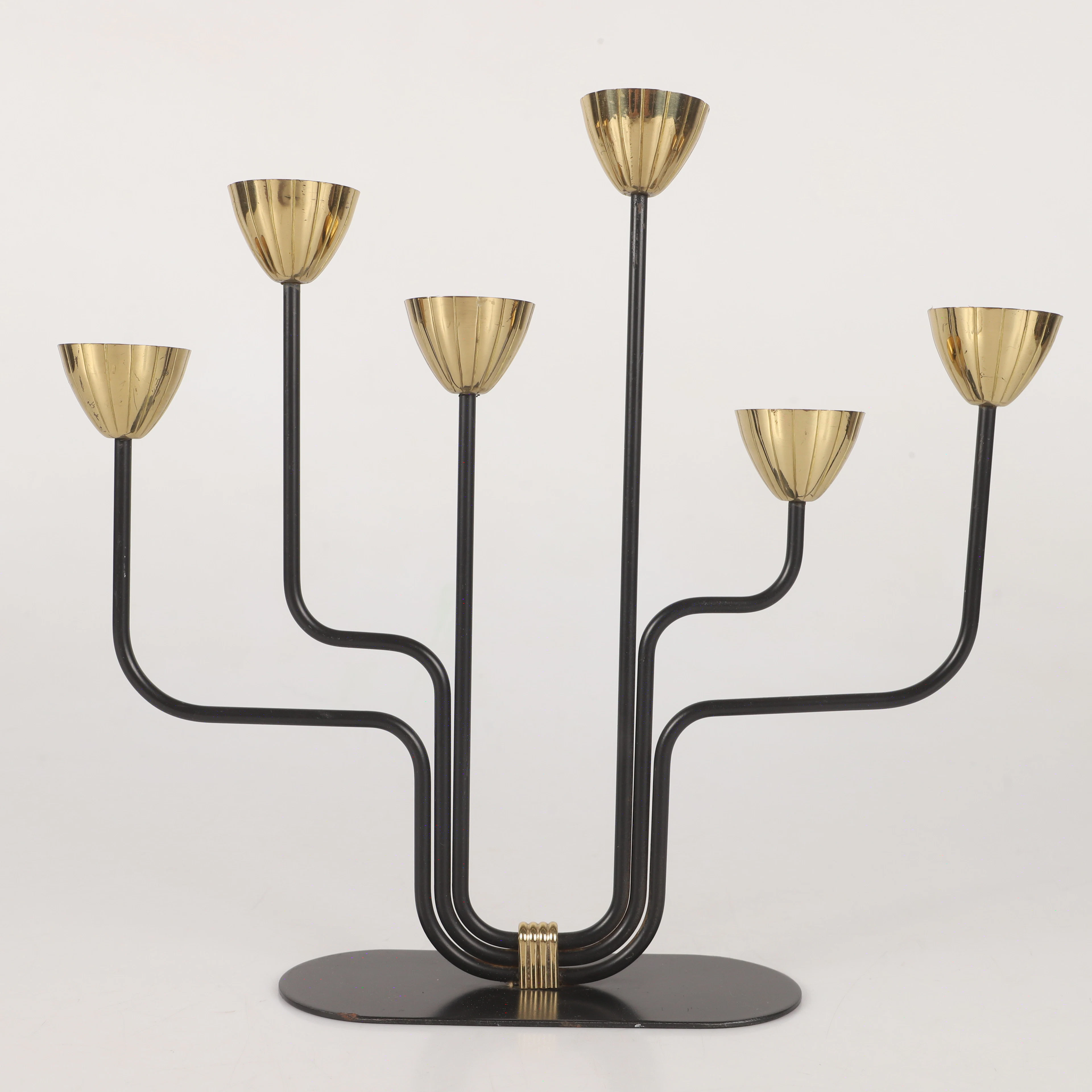 GUNNAR ANDER. Kandelaber, Ystad-Metall, 1950-tal, svartlackerad metall