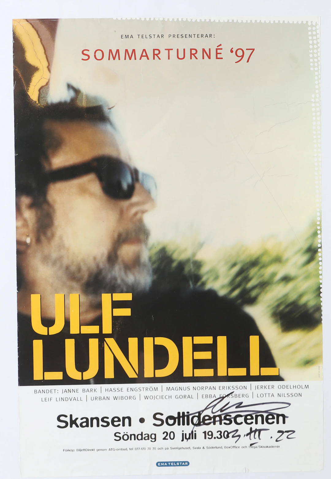 ULF LUNDELL. Turnéaffisch, signerat tryck.