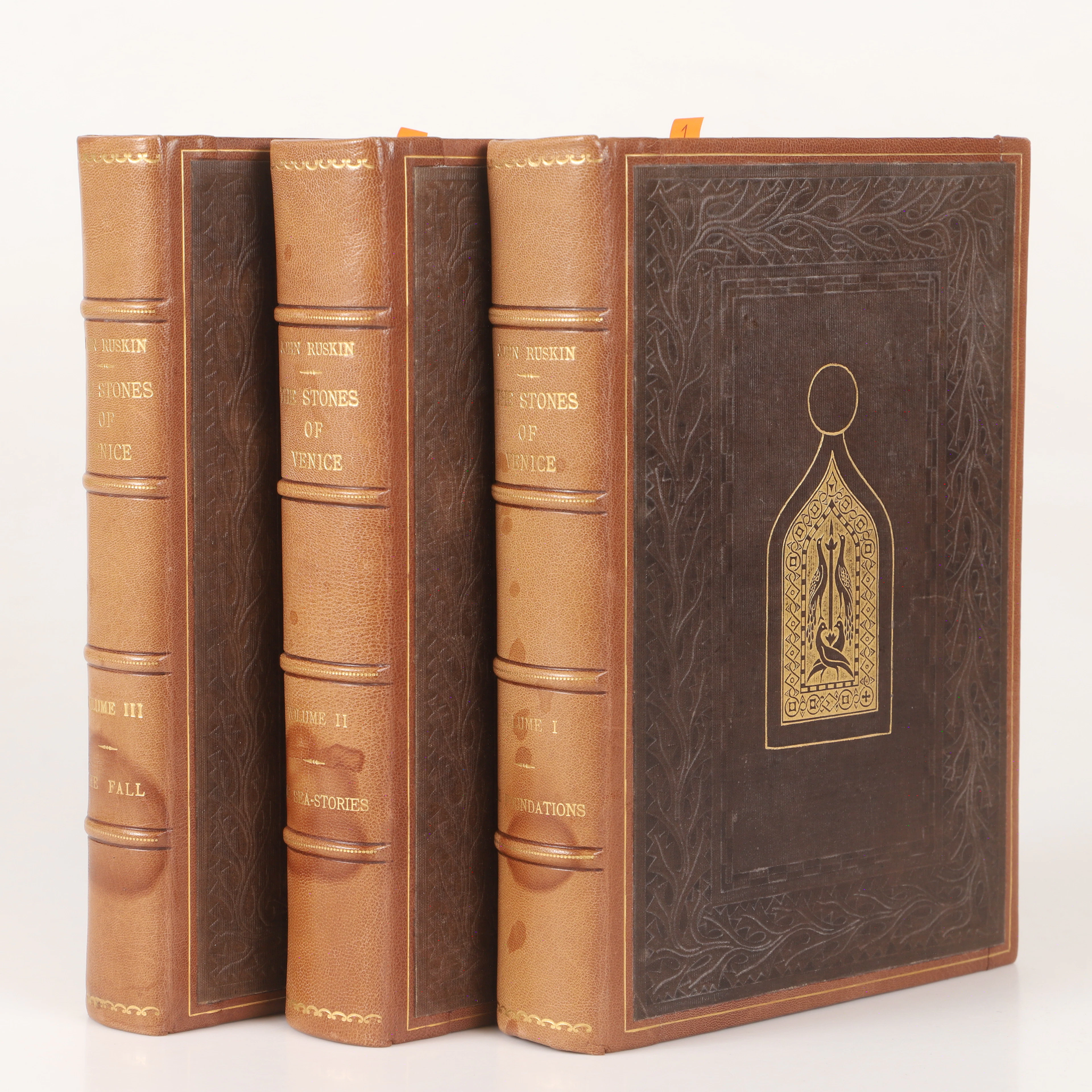 JOHN RUSKIN. Böcker, "The stones of Venice", 3 skinnband, London, 1873.