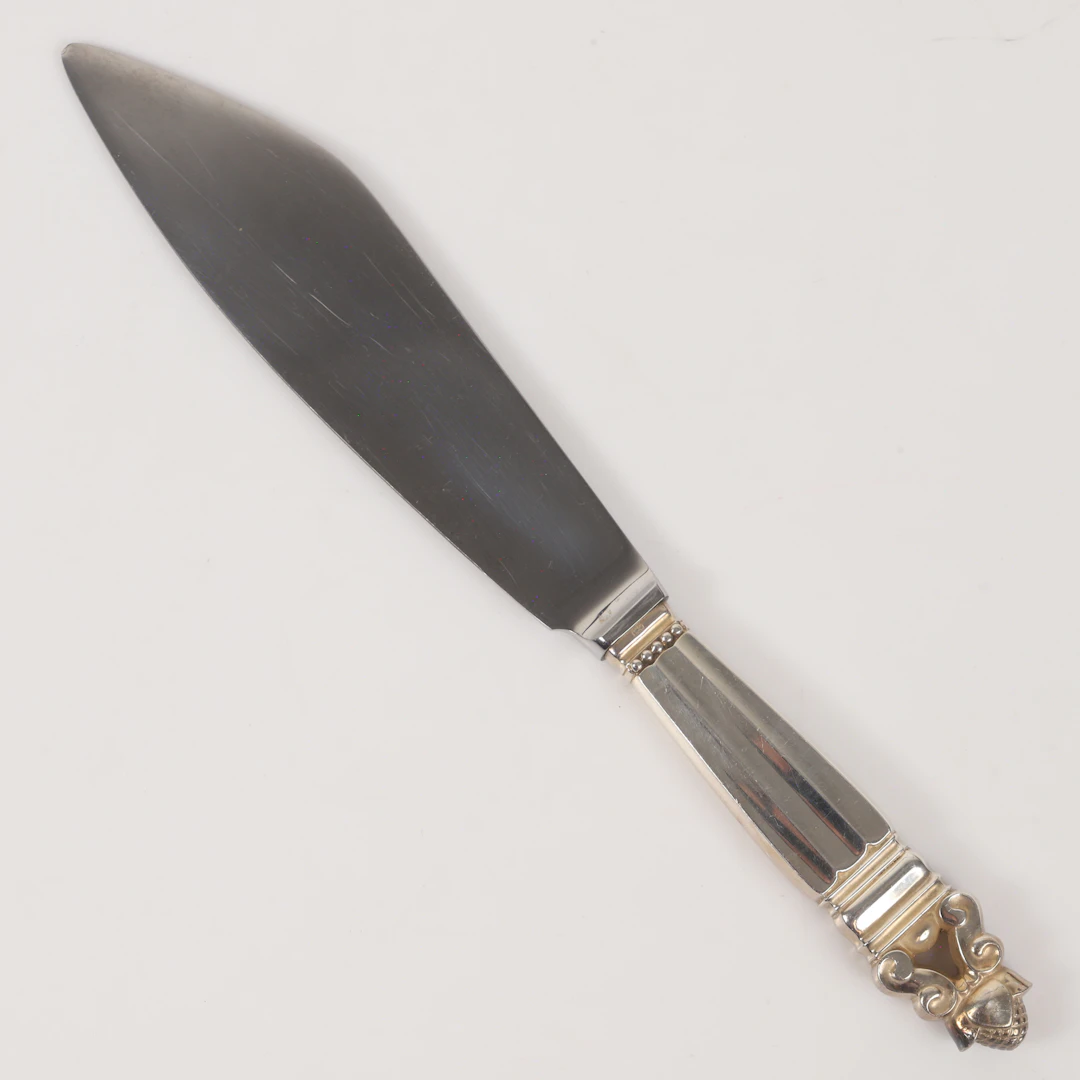 JOHAN ROHDE. Tårtspade, "Konge"/"Acorn", silver, Georg Jensen, Danmark.