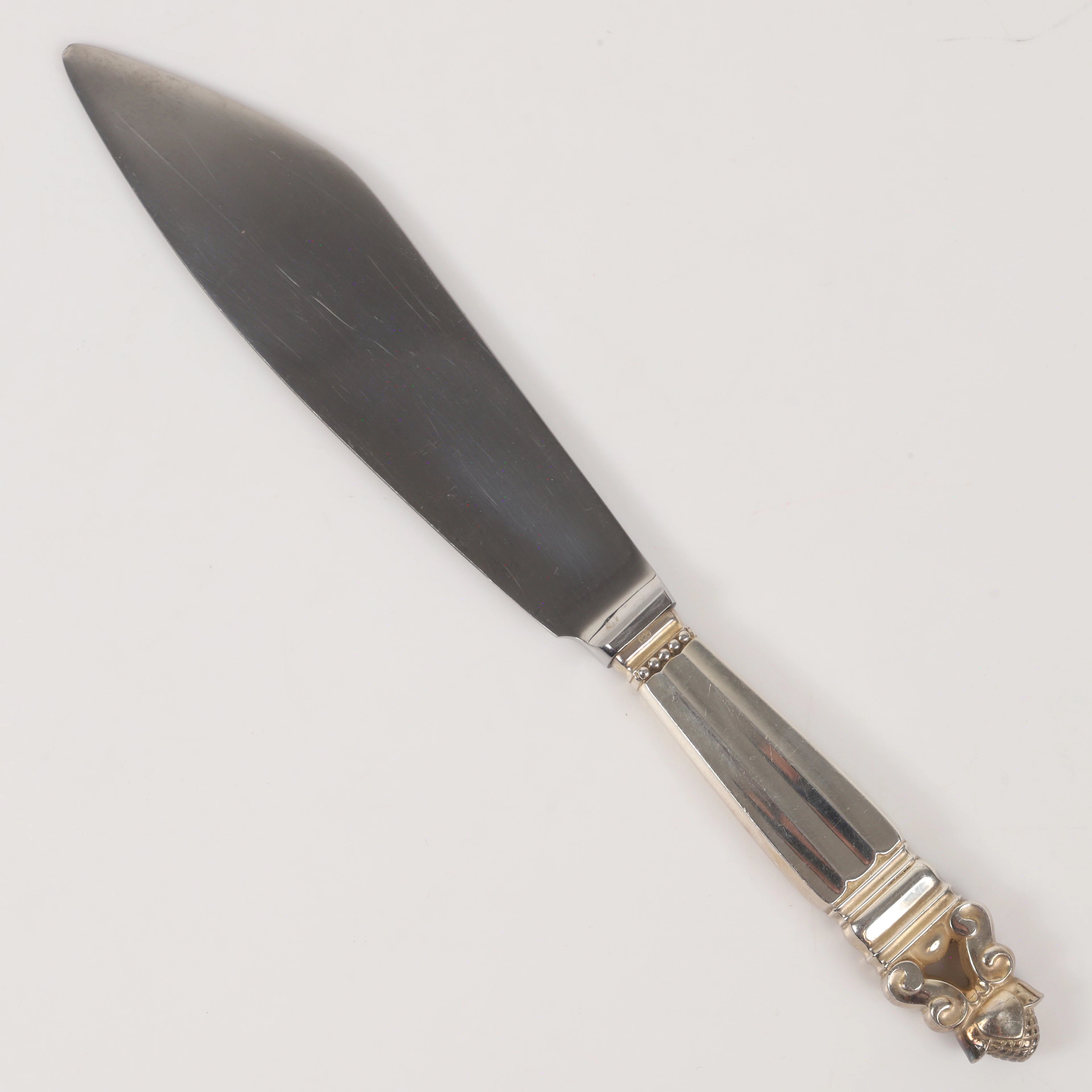 JOHAN ROHDE. Tårtspade, "Konge"/"Acorn", silver, Georg Jensen, Danmark.