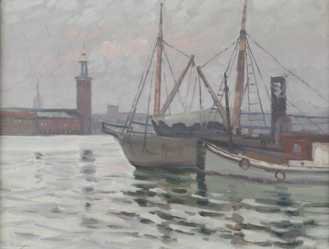 SVEN JÖNSON. Stockholmsmotiv, olja på duk, signerad S. Jönson.