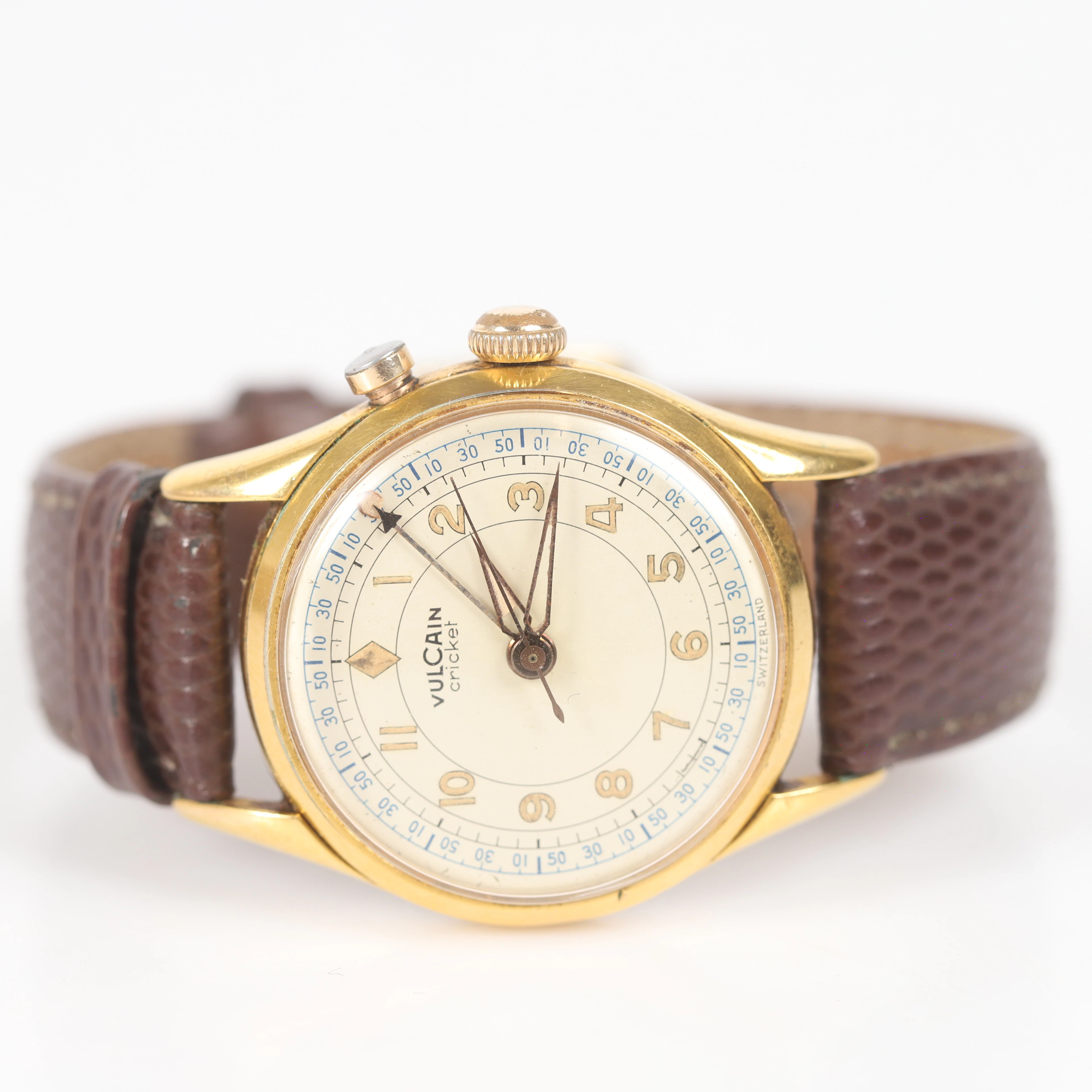 ARMBANDSUR, Vulcain Cricket, förgyllt stål, 1900-talets mitt.