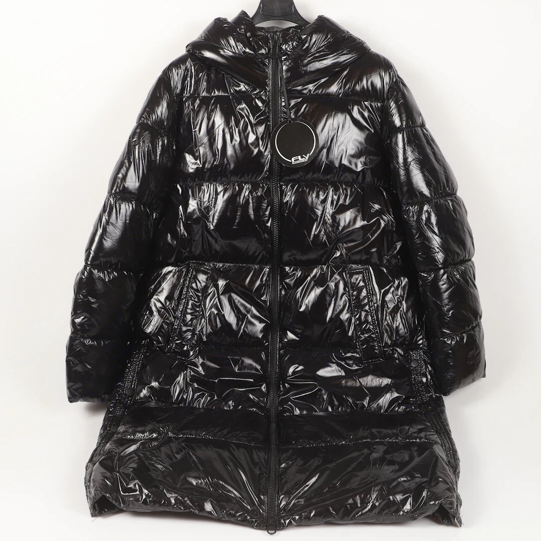 TÄCKJACKA, dammodell, svart nylon, Fly Luxury.