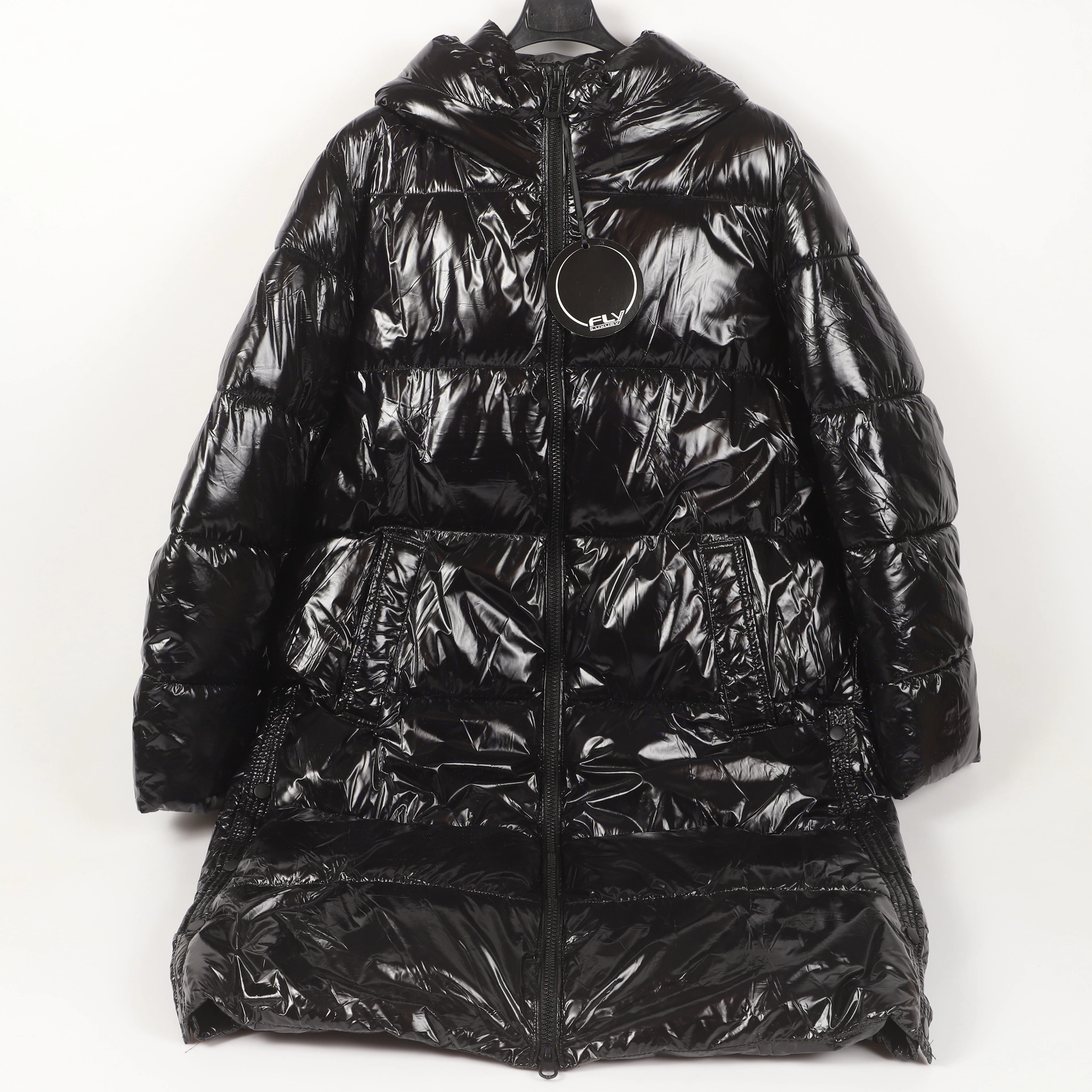 TÄCKJACKA, dammodell, svart nylon, Fly Luxury.