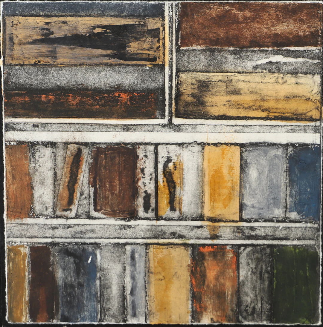 RUNE PERSSON. "Det gömda arkivet", collografi, signerad R.