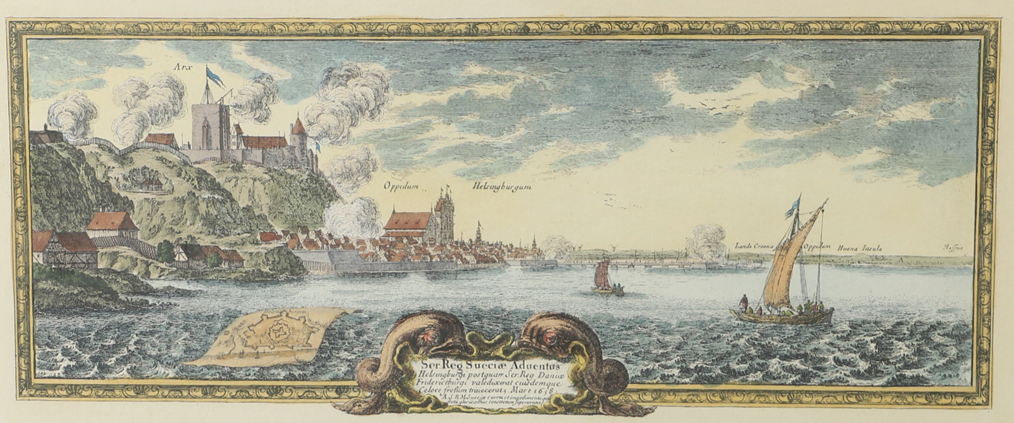 TAVLA, Helsingborgsmotiv, tryck efter äldre förlaga.