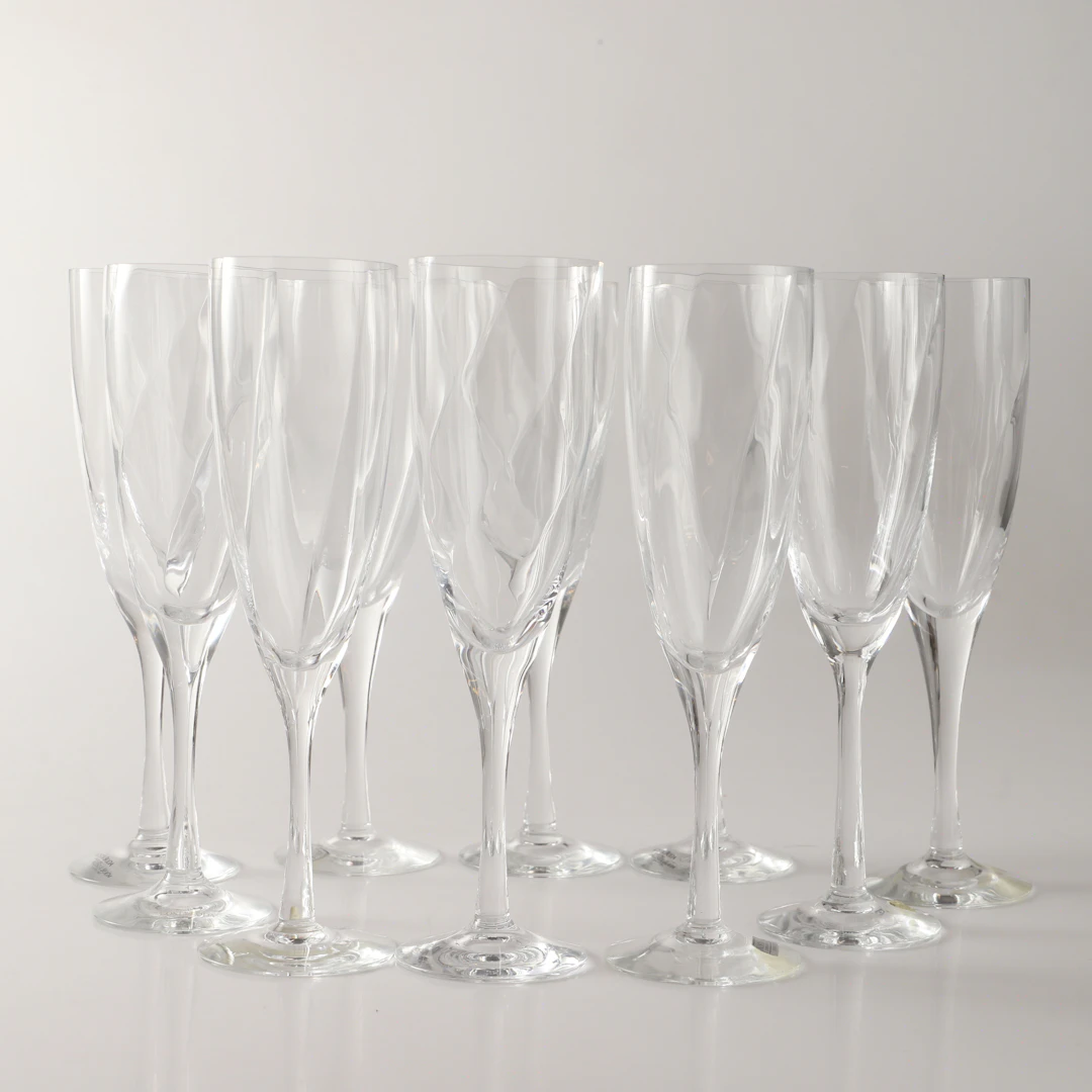 CHAMPAGNEGLAS, 10 stycken. "Chateau", Bertil Vallien, Kosta Boda.