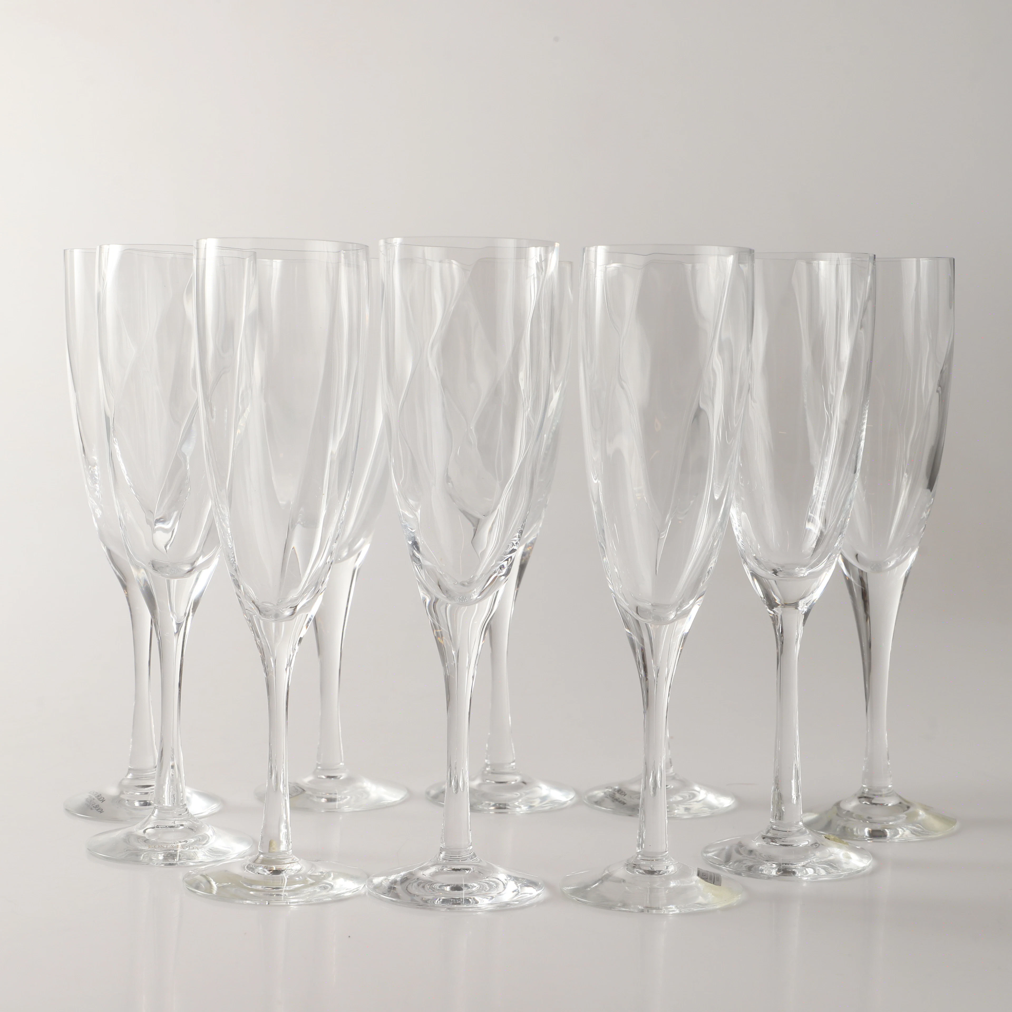 CHAMPAGNEGLAS, 10 stycken. "Chateau", Bertil Vallien, Kosta Boda.