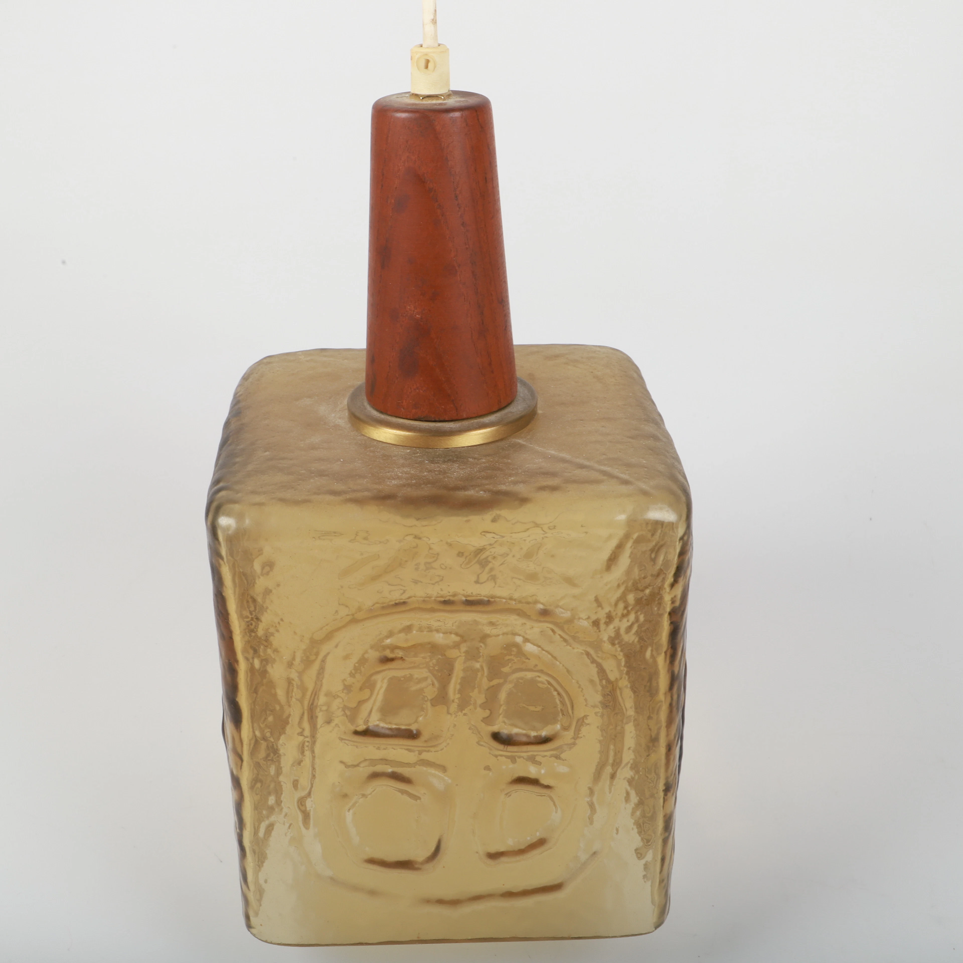 TAKLAMPA, teak med glaskupa, 1900-talets mitt.