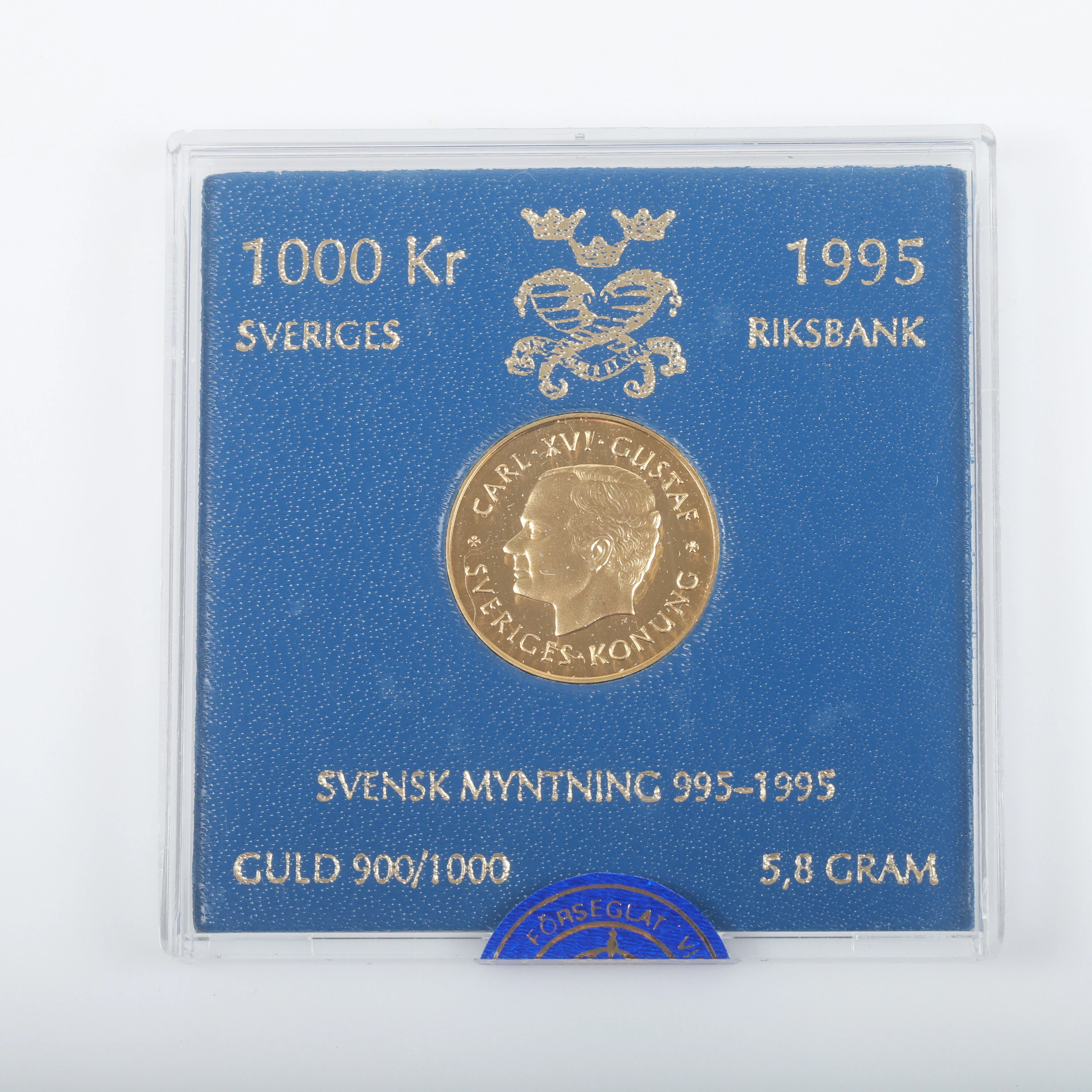 MYNT, 1 000 kr, guld, Carl XVI Gustav, 1995.