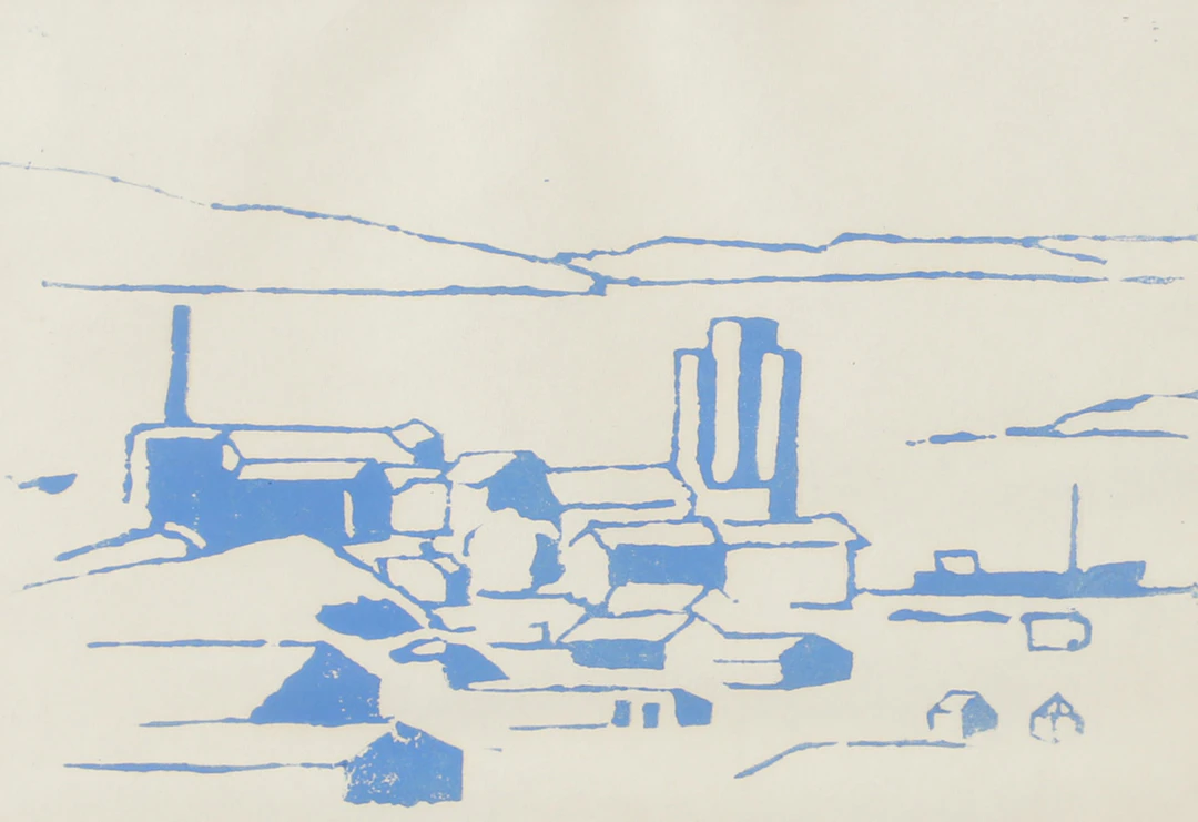 KENNETH LARSSON. "Badö", träsnitt, signerad 1957.