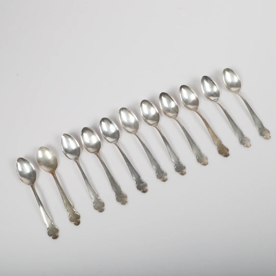 KAFFESKEDAR, 11 stycken, "Disa", silver.