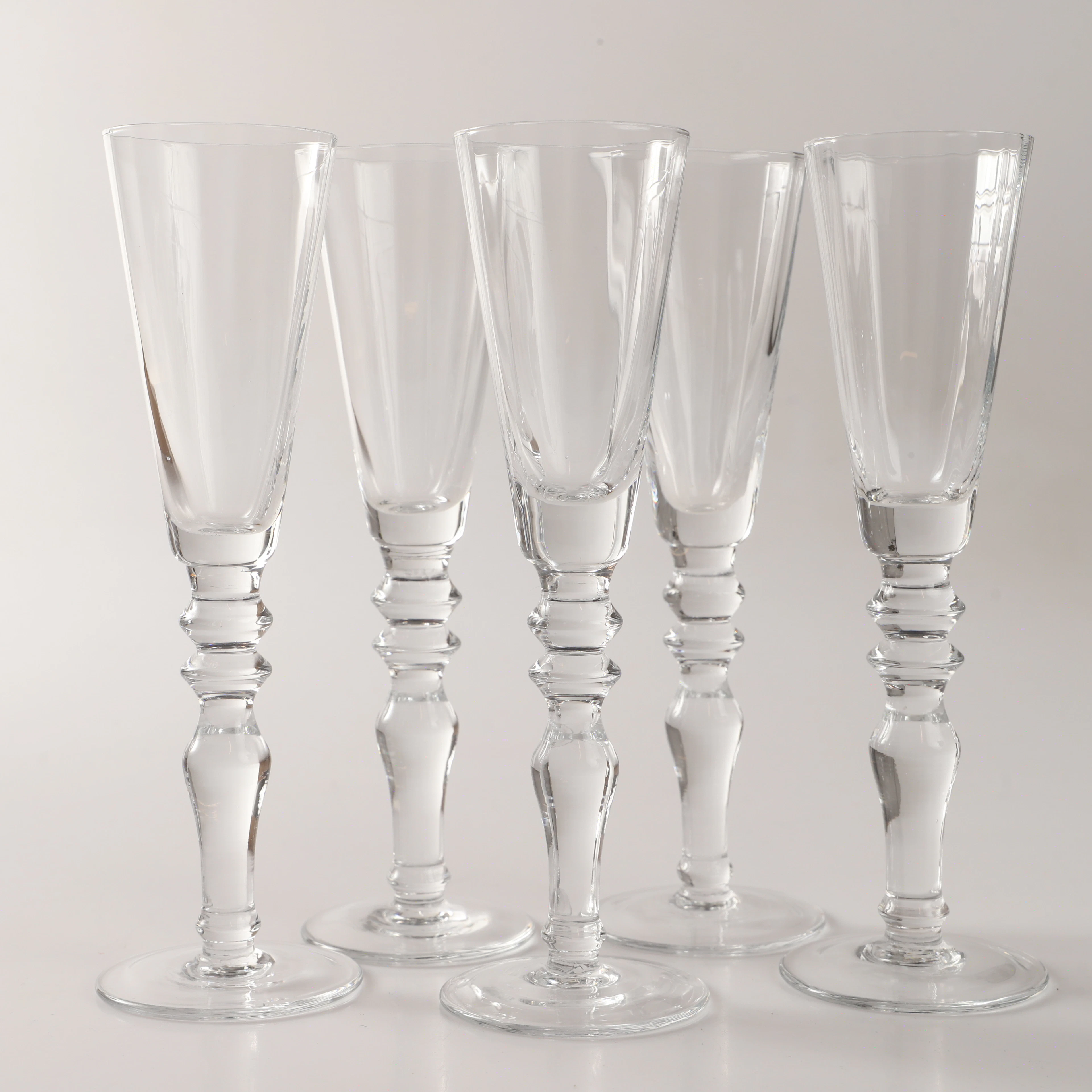 CHAMPAGNEGLAS, 5 stycken, paraplymodell, 1900-tal.