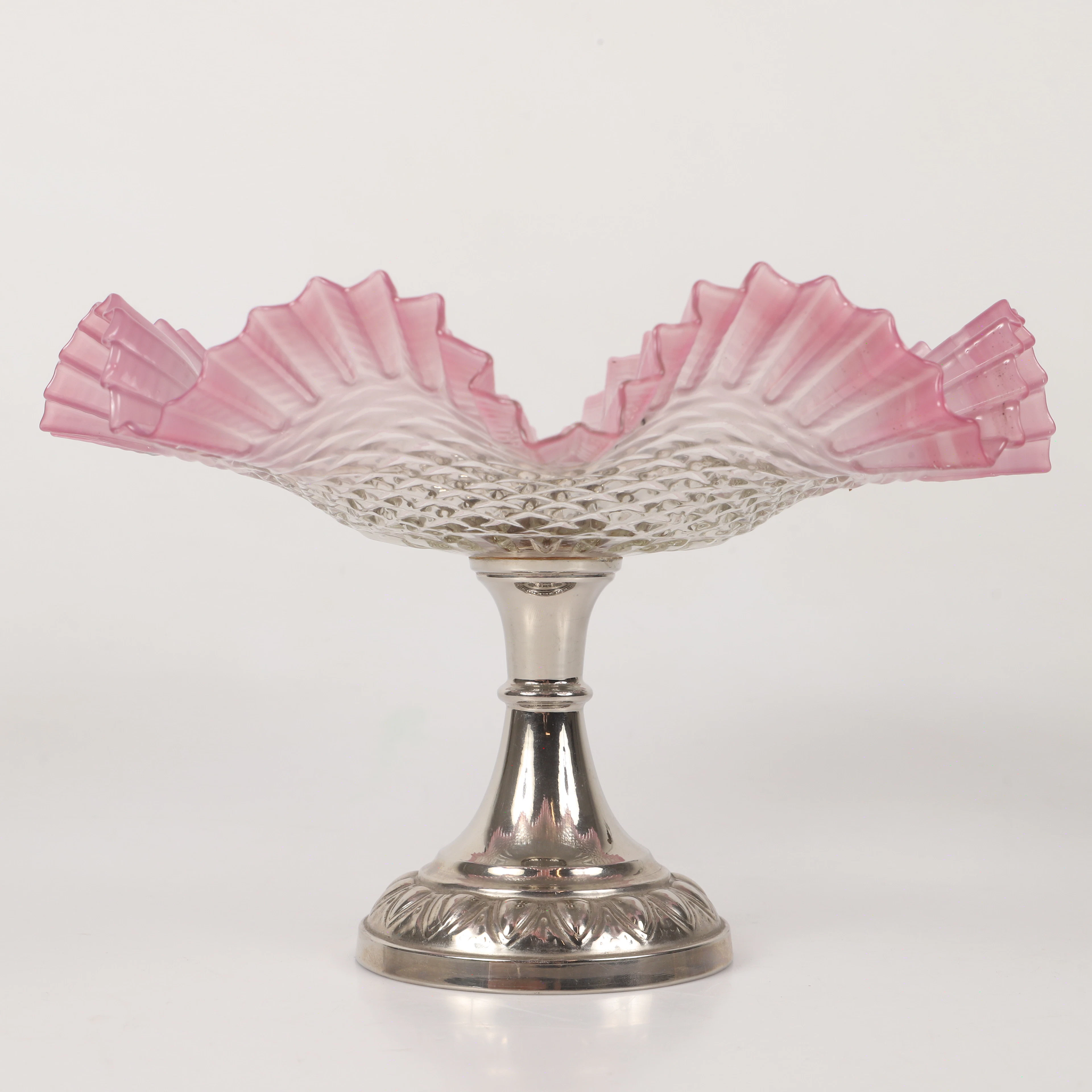 SKÅL PÅ FOT, veckat glas/vitmetall, 1900-tal.