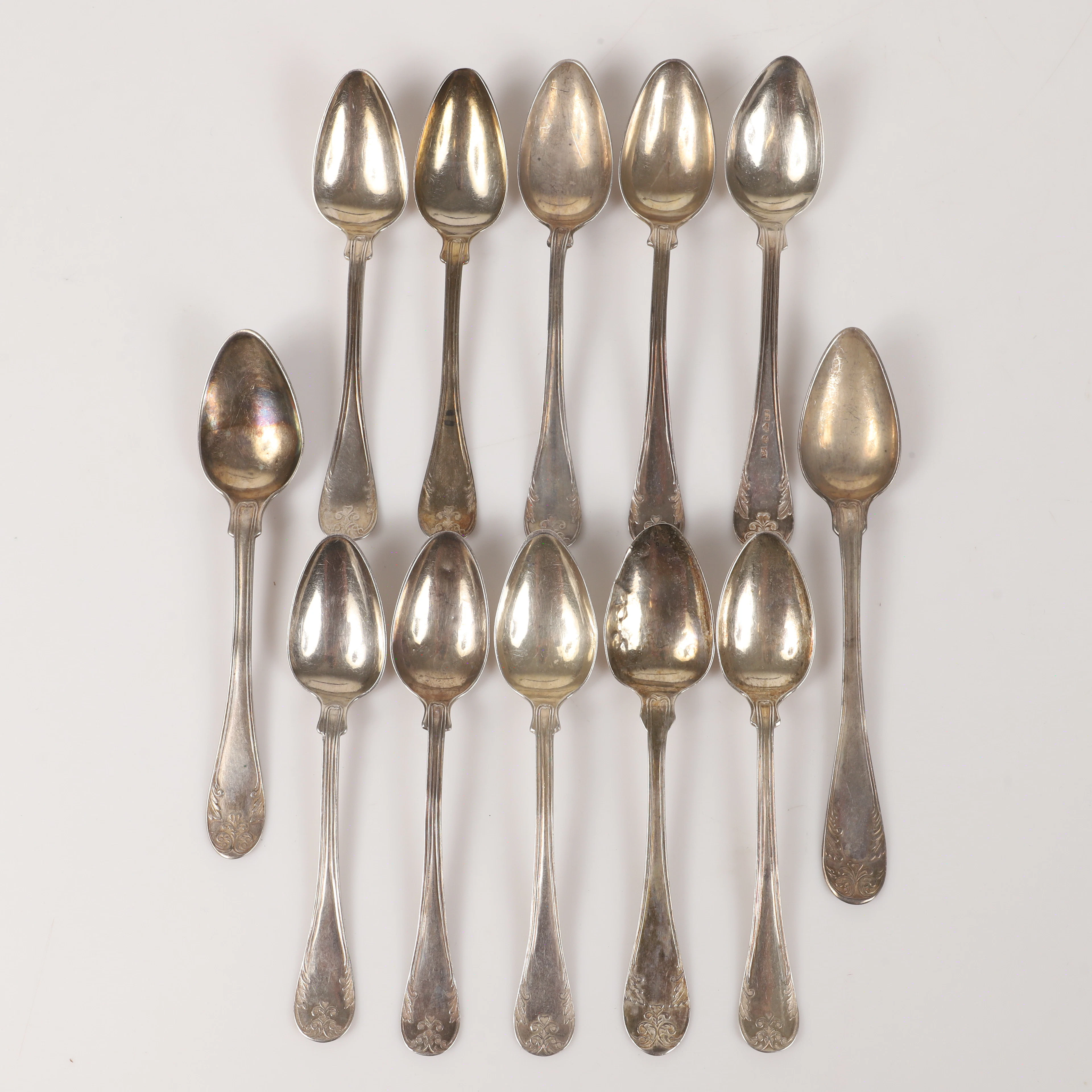 TESKEDAR, 12 stycken, "Gammal Fransk", silver, 1800/1900-tal.