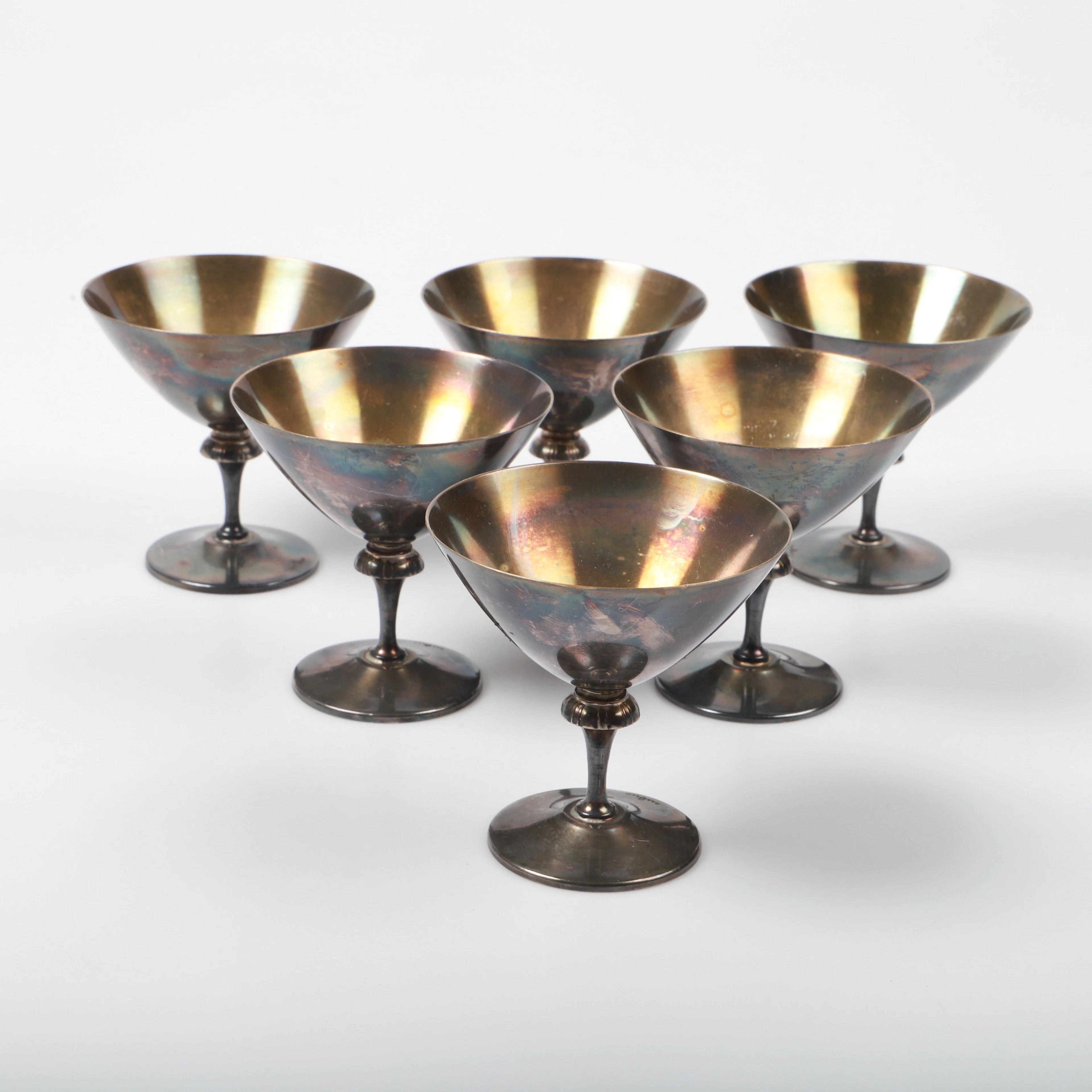 COCKTAILGLAS, 6 stycken, nysilver, GAB, 1900-tal.