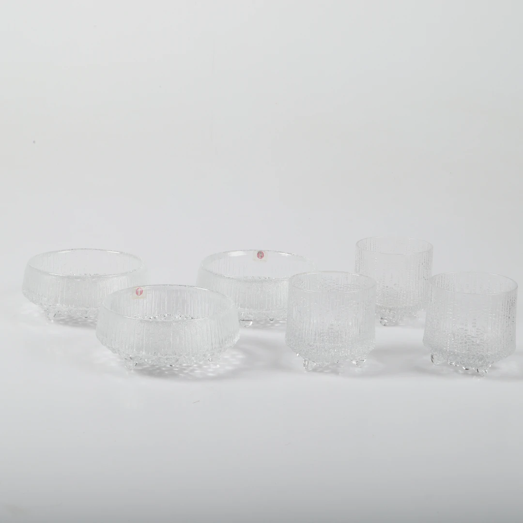 TAPIO WIRKKALA. Skålar samt glas, 6 delar, "Ultima Thule", Iittala.