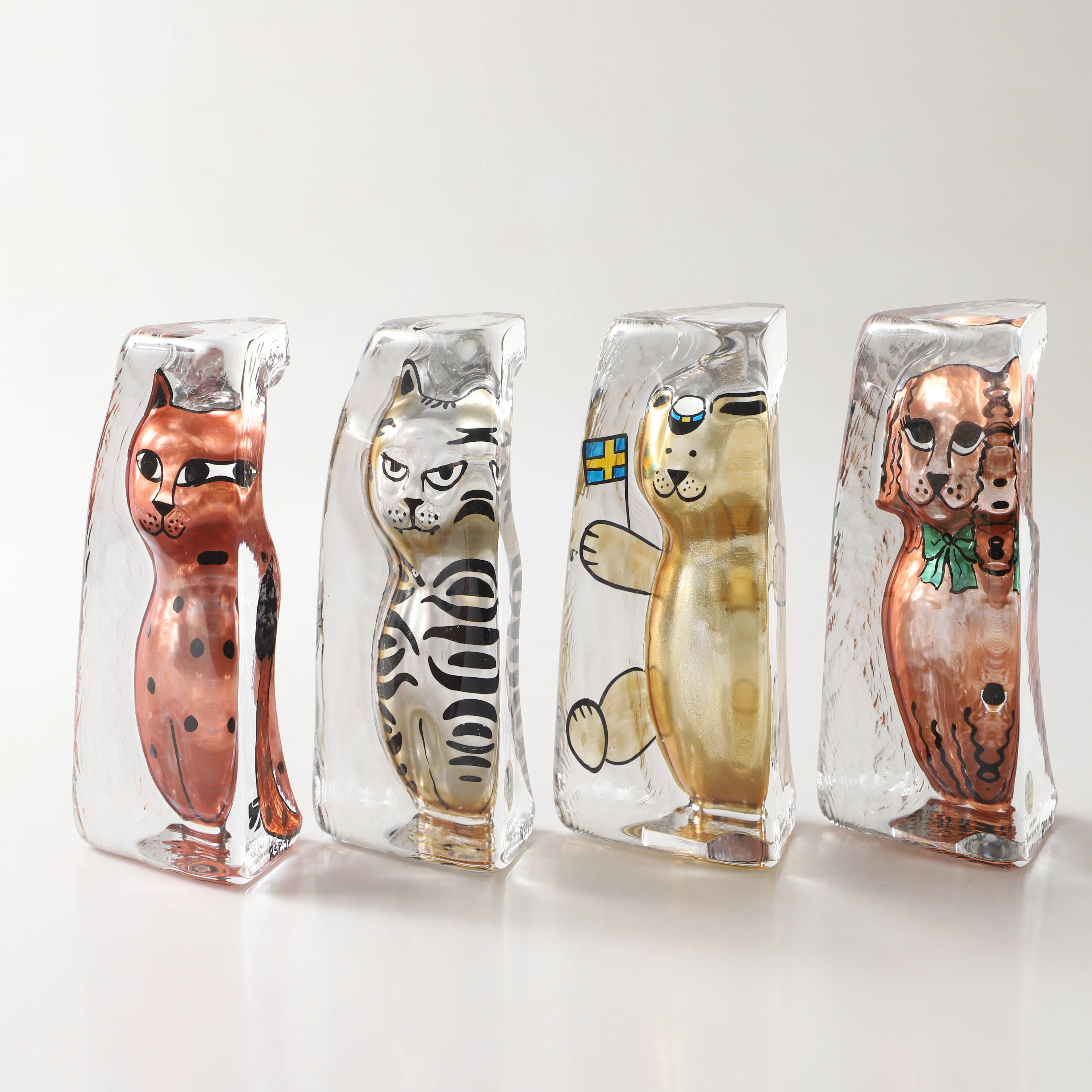 RENATE STOCK PAULSSON. Figuriner, 4 stycken, glas, SEA Glasbruk, 2000-tal