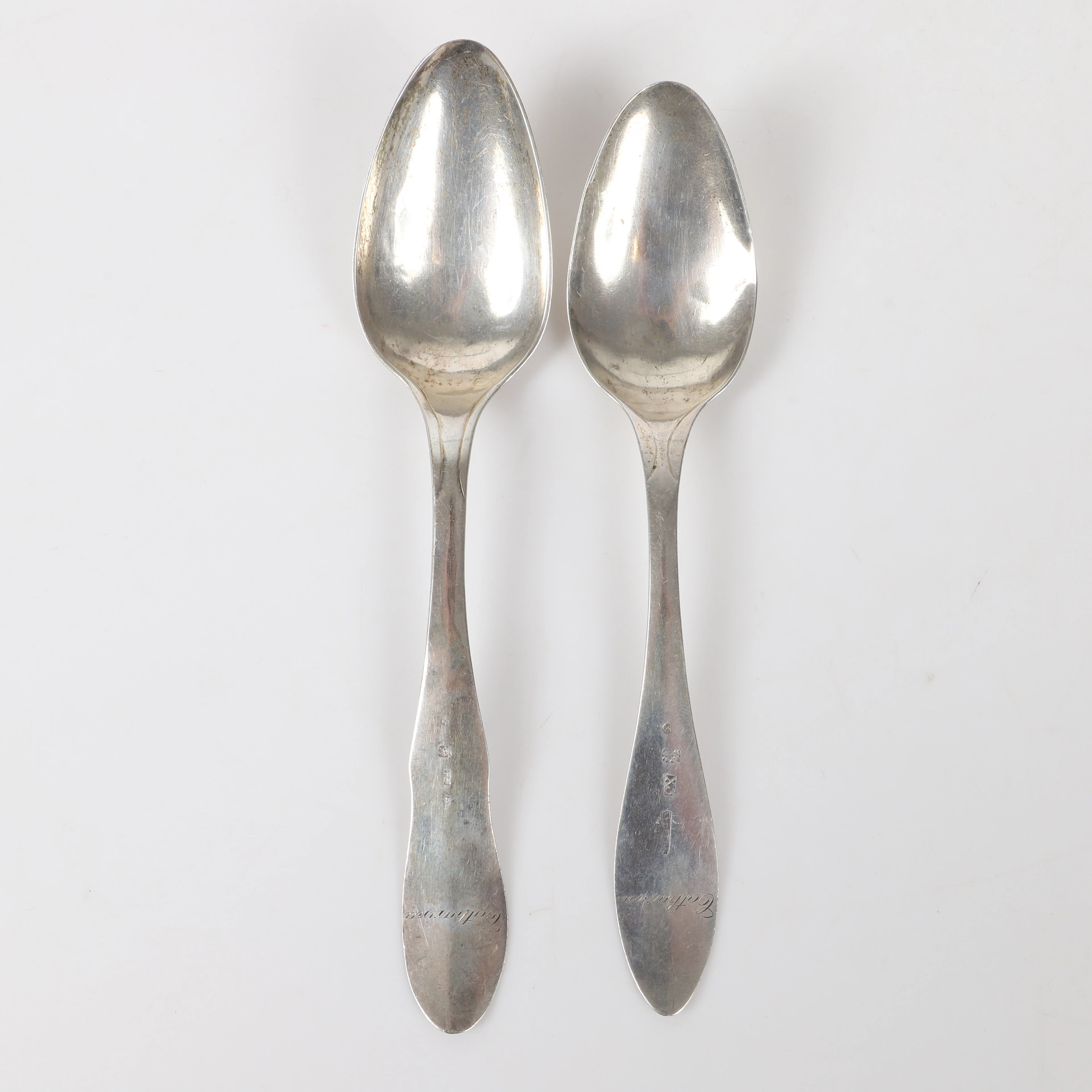 CARL MAGNUS RYDBERG. Matskedar, 2 stycken, silver, Söderköpinge, 1821 och 1823.
