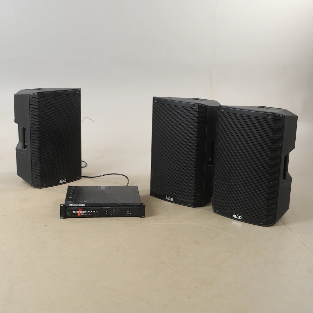 HÖGTALARE MED FÖRSTÄRKARE, 4 delar, Alto, LA 901 , Crest audio, TS215.