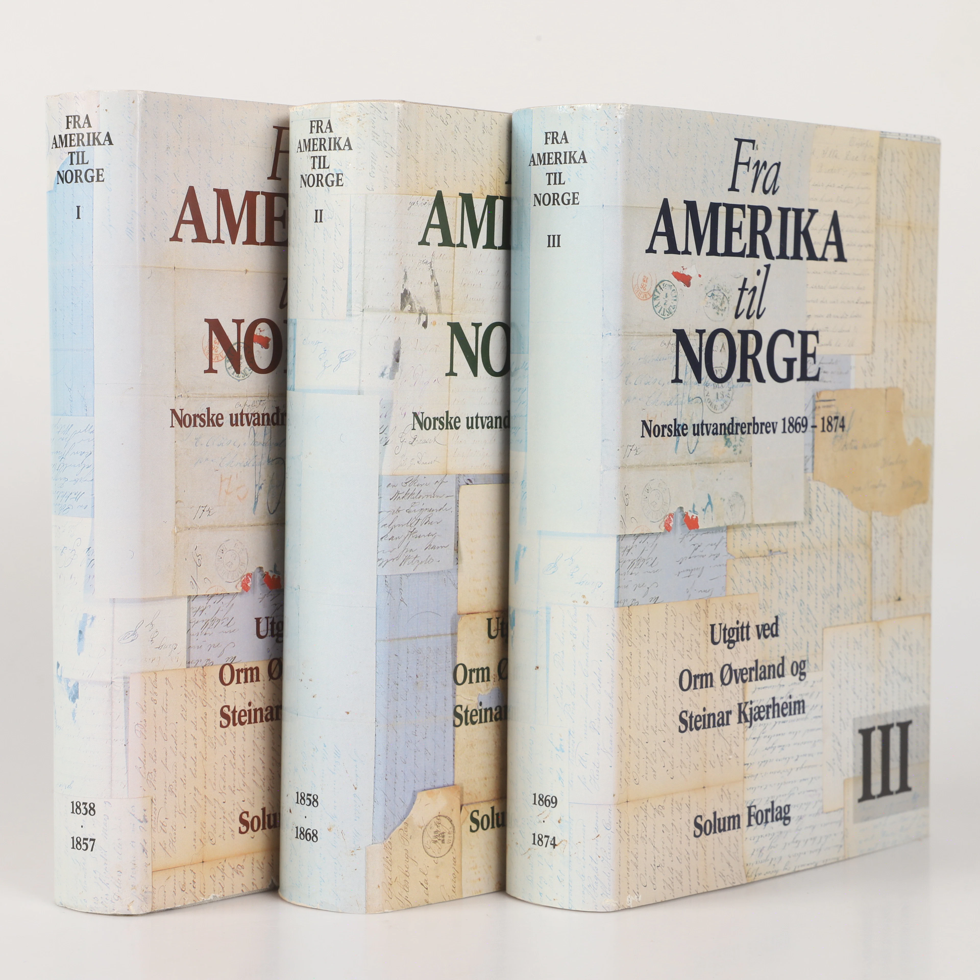 BÖCKER, 3 band, Fra Amerika til Norge, norska utvandrarbrev 1838-1874.