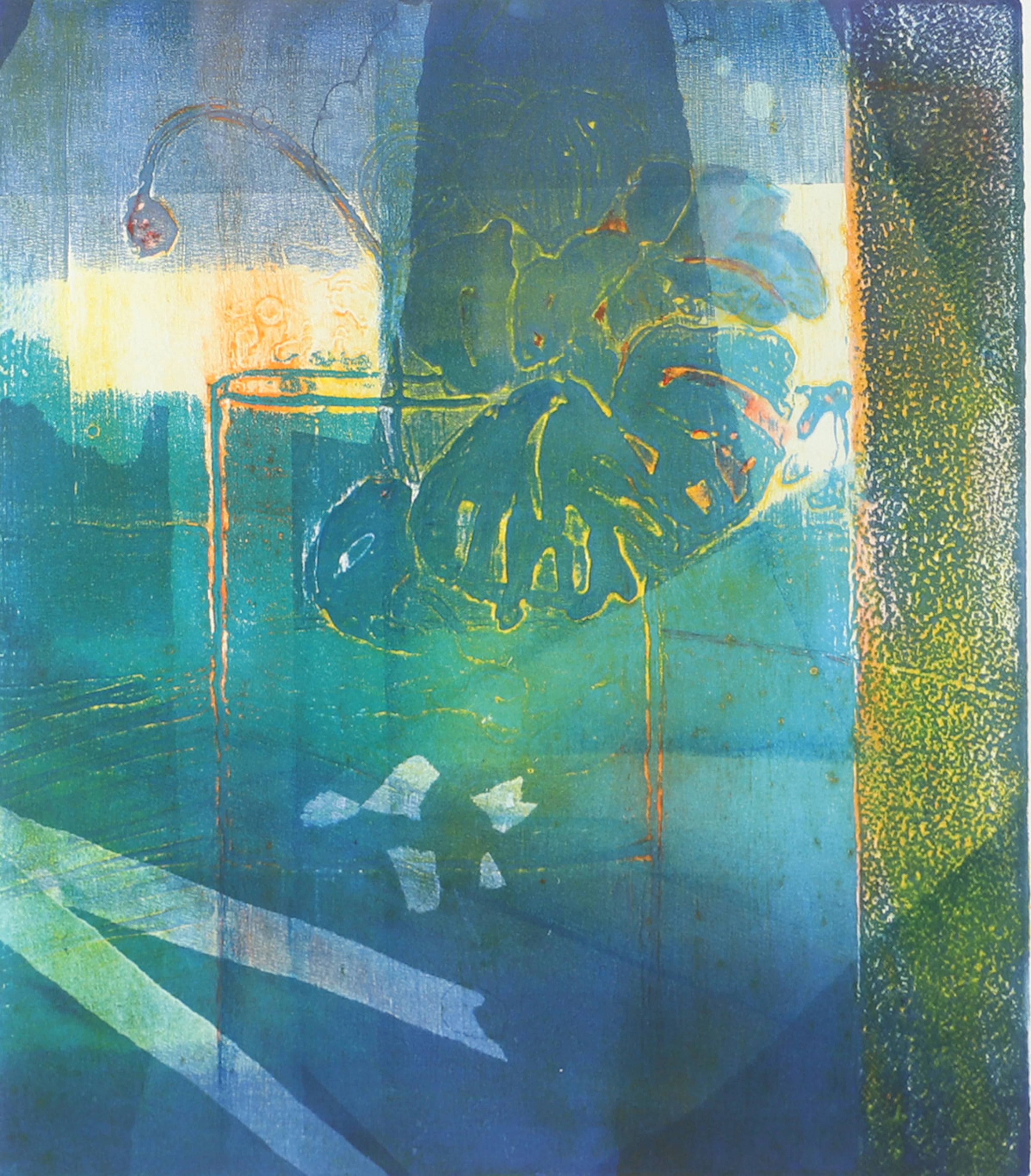 IRIS KRONBECK. "Vas i ljusspel", collografi, signerad -08.