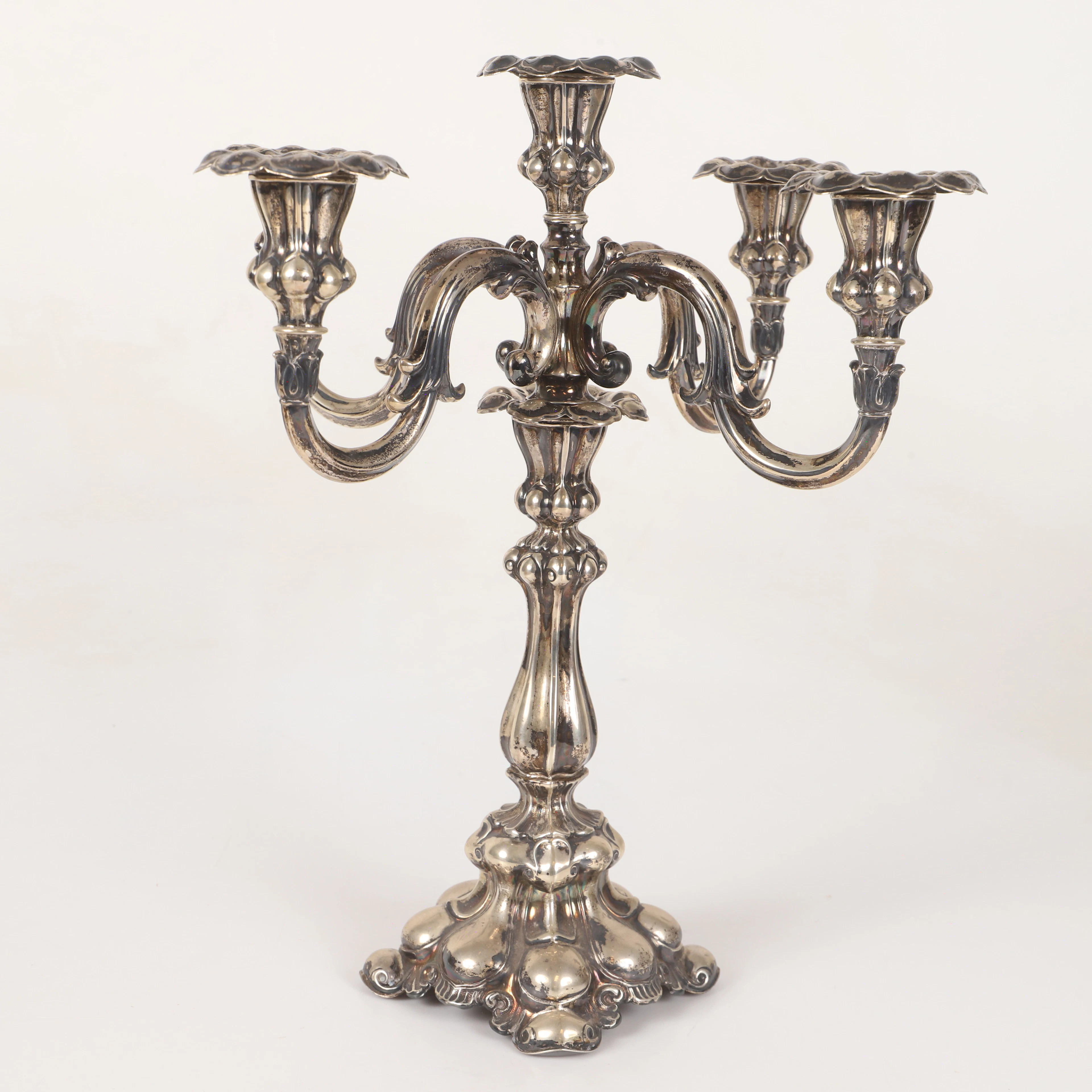 KANDELABER, silver, rokokostil, C.G. Hallberg.