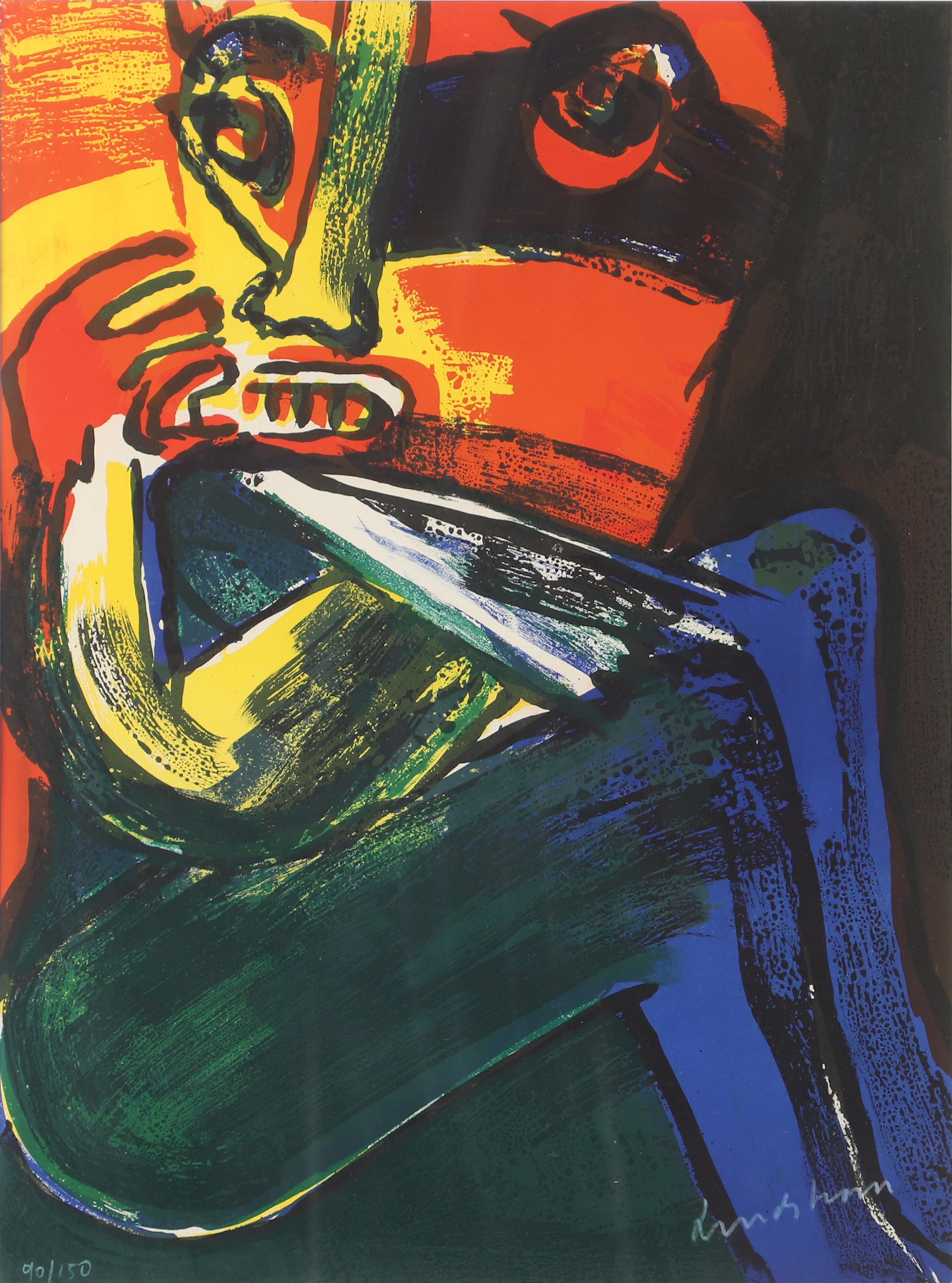 BENGT LINDSTRÖM. Figurkomposition, färglitografi, signerad Lindström.