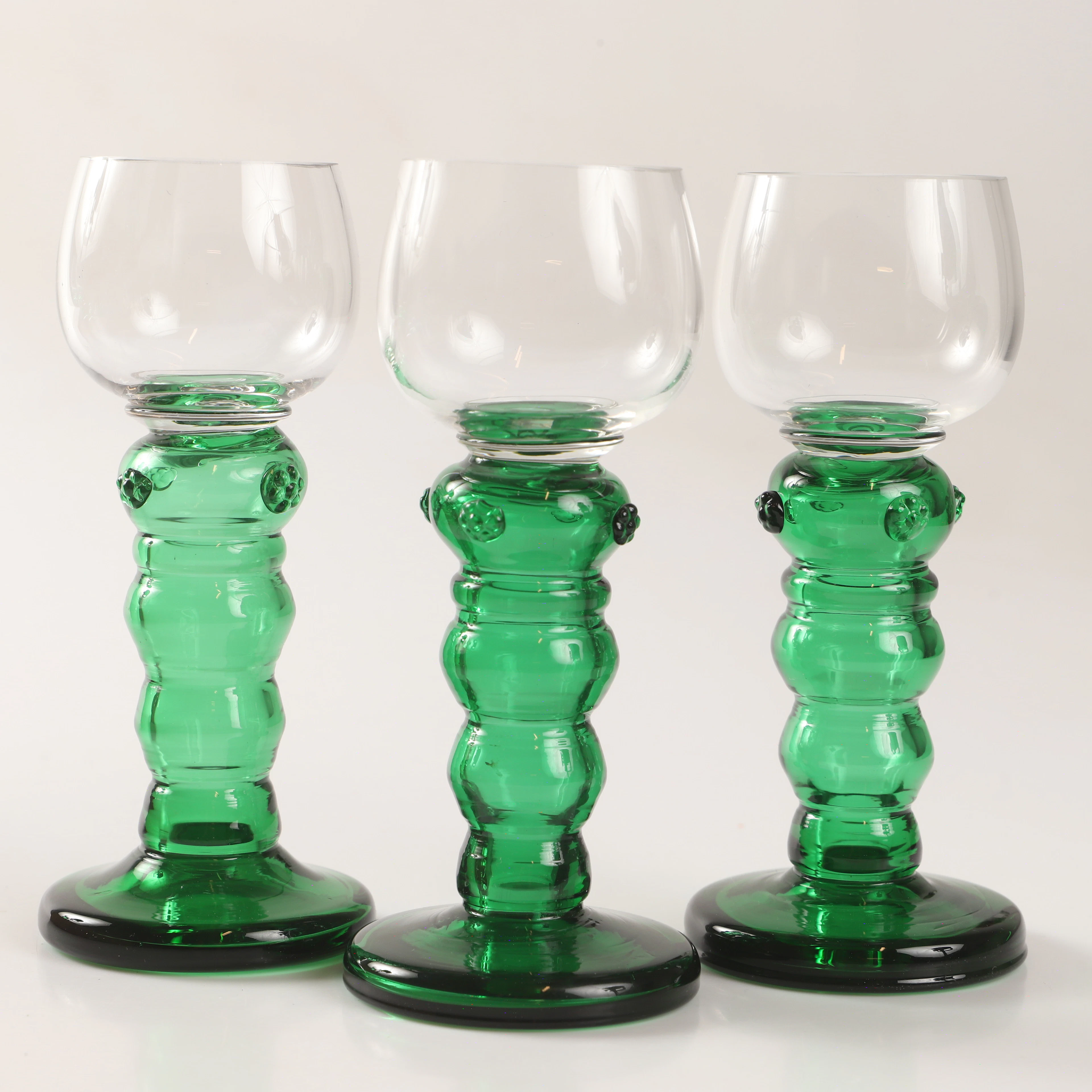 REMMARE, 9 stycken, klart glas med grön fot.