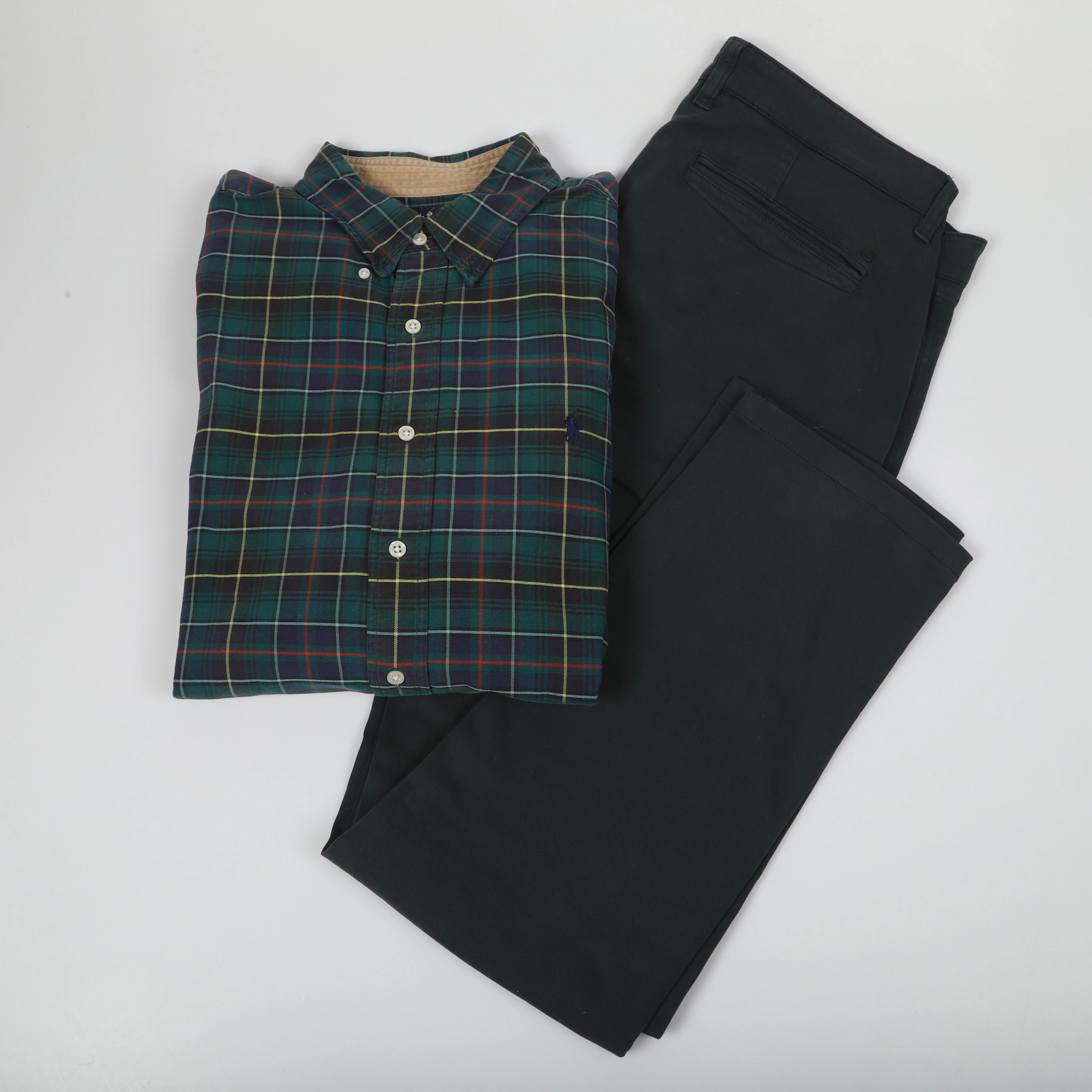 BYXOR OCH SKJORTA, 2 stycken, bl. a. Ralph Lauren.