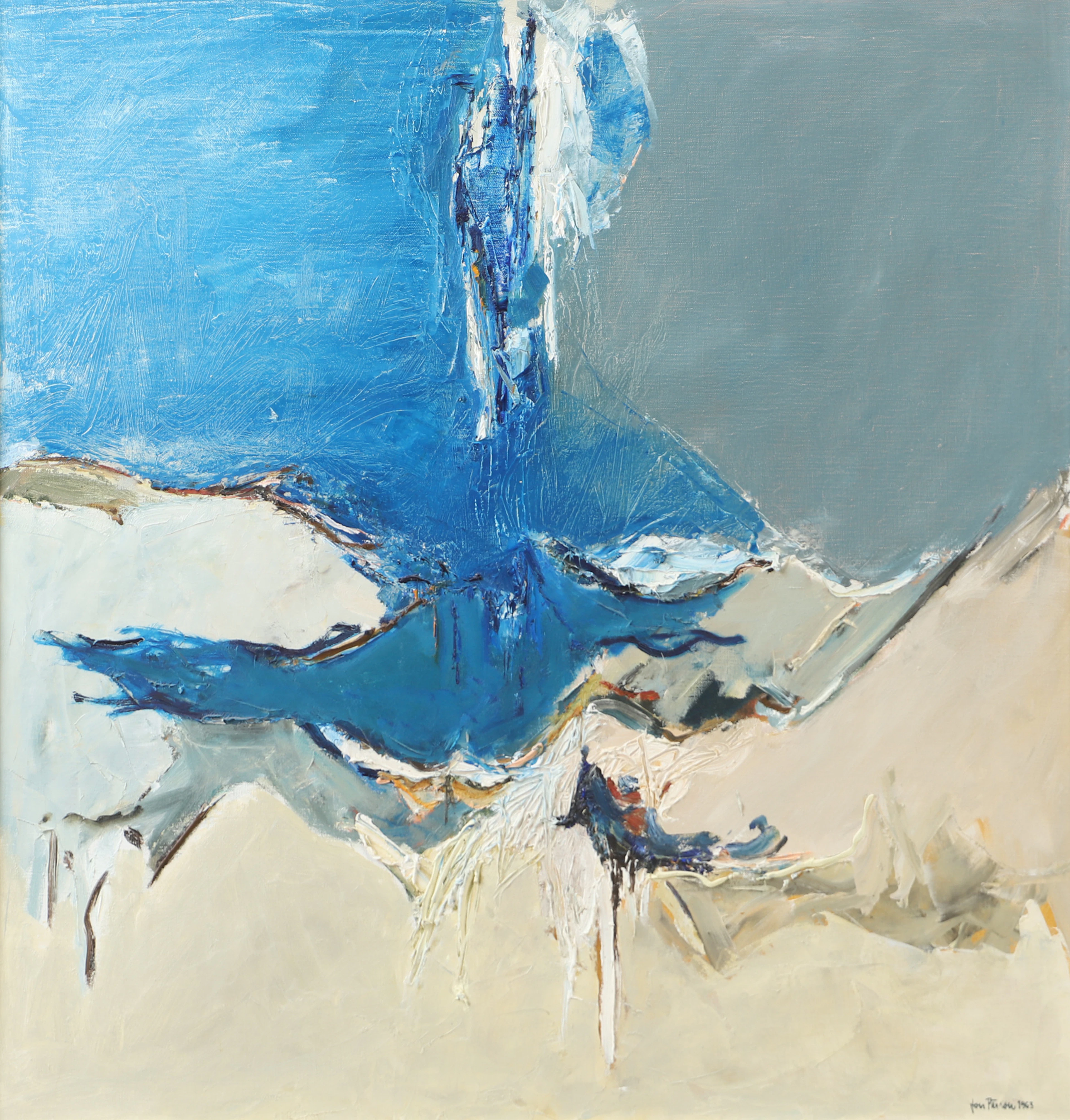 JON PÄRSON. "Sjunkande våg", olja på duk, signerad 1963.