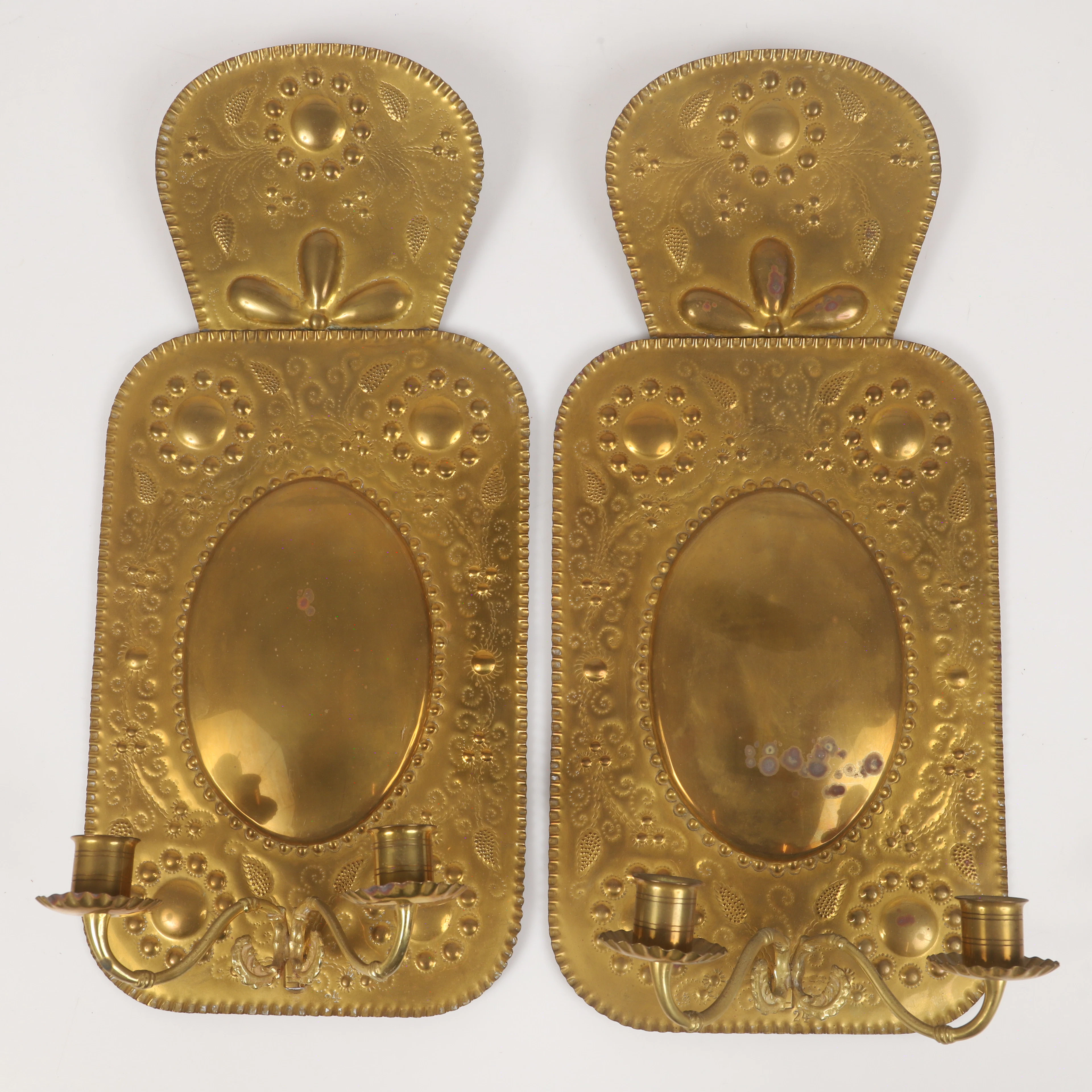LJUSPLÅTAR, 1 par, mässing, 1900-tal.