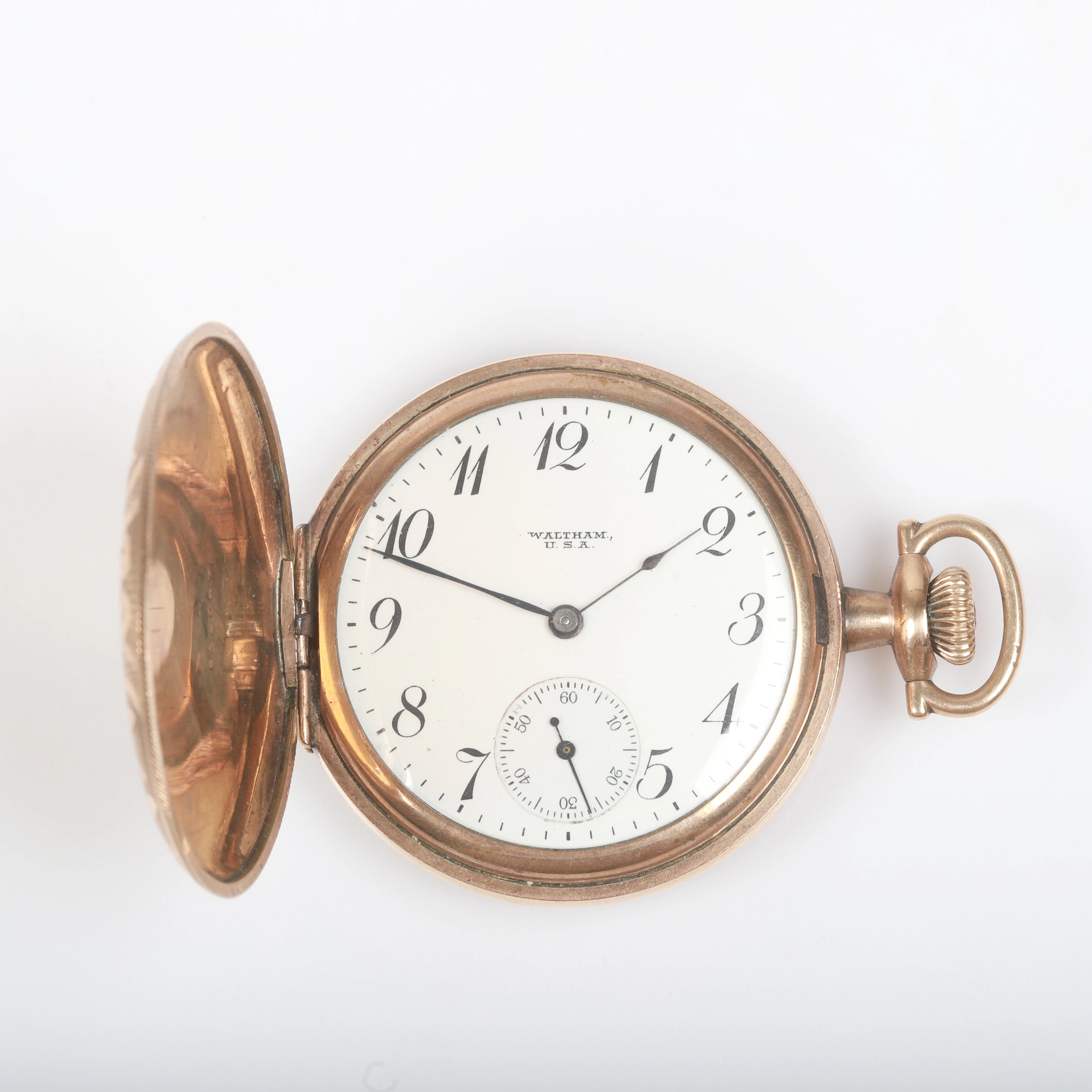 FICKUR, savonett, förgylld, American Waltham Watch Co, USA.